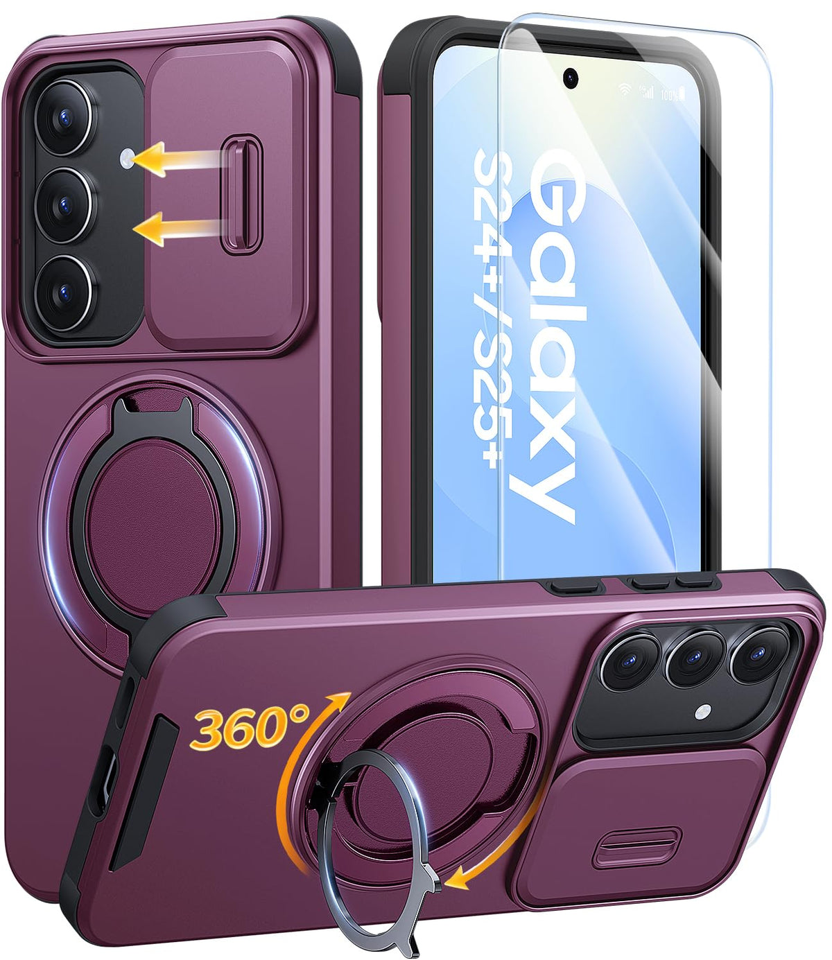 JAME for Samsung Galaxy S26 Case with Ring Stand & Slide Camera Cover