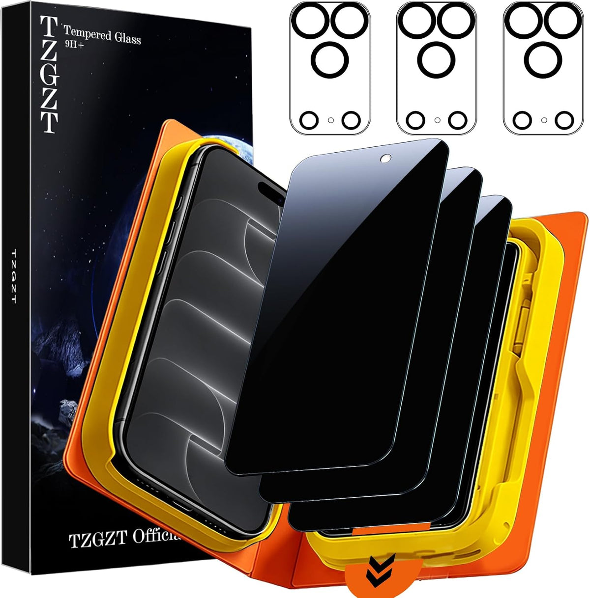 TZGZT 3 Pack Privacy Screen Protectors for iPhone Duo, Tempered Glass