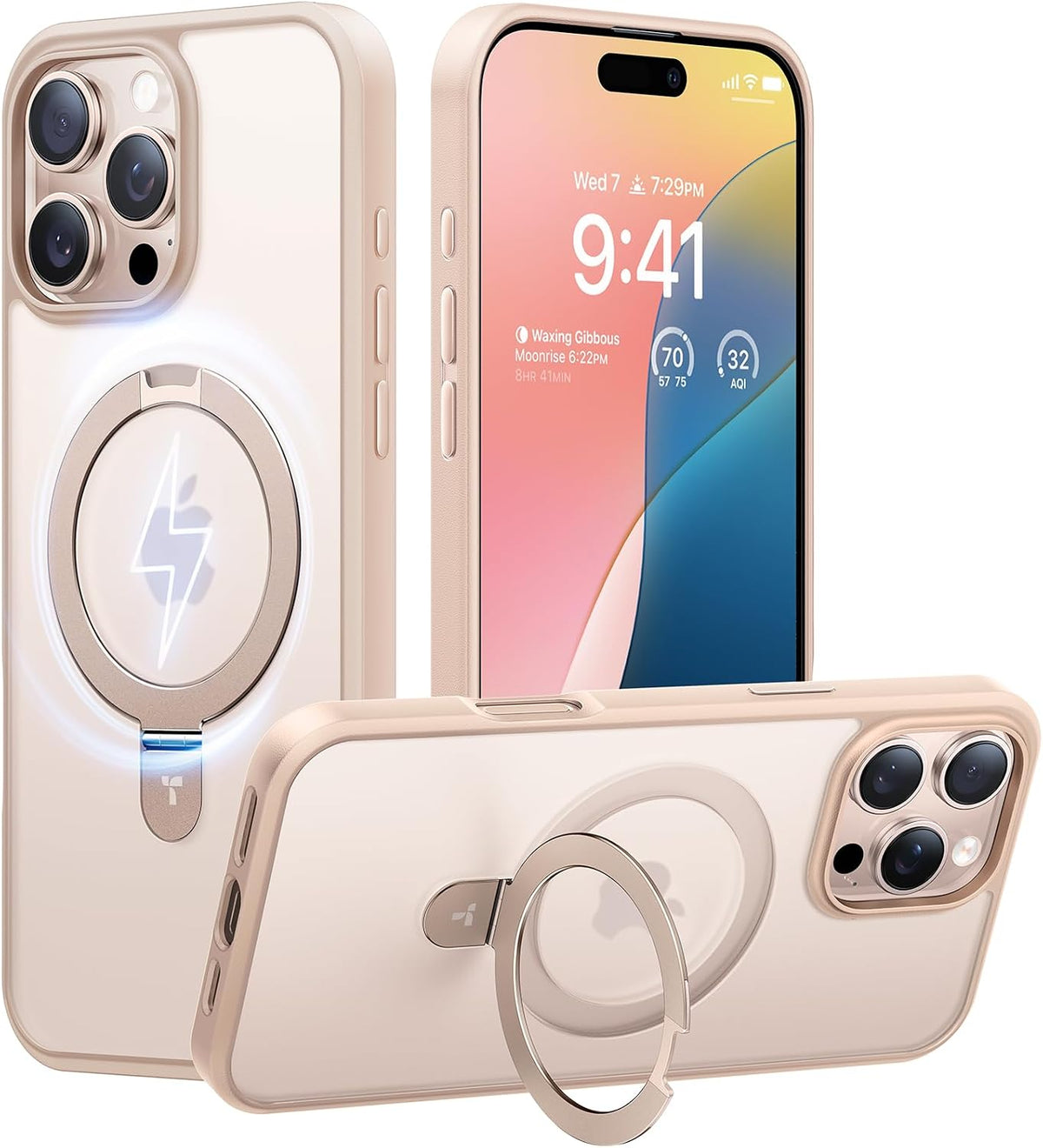 TORRAS for iPhone 18 Pro Case Clear, Magnetic Stand, 4X Military Protection