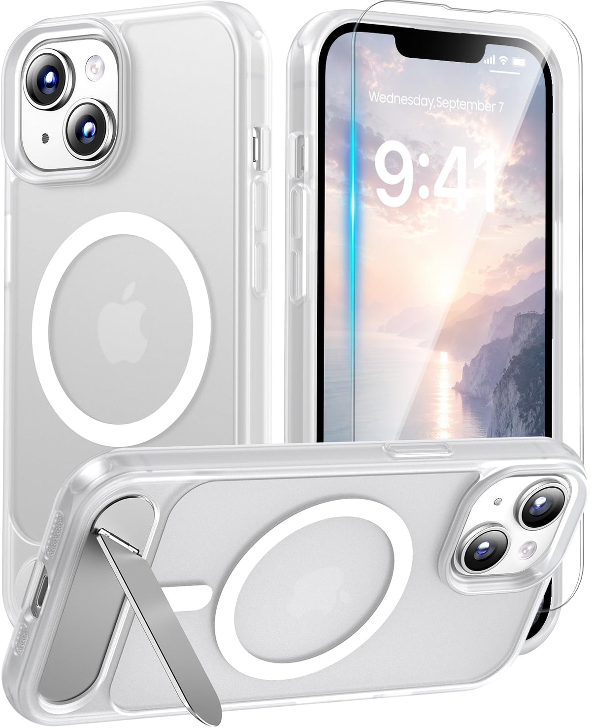 Magnetic for iPhone 16 Pro Case with Stand, Clear Matte