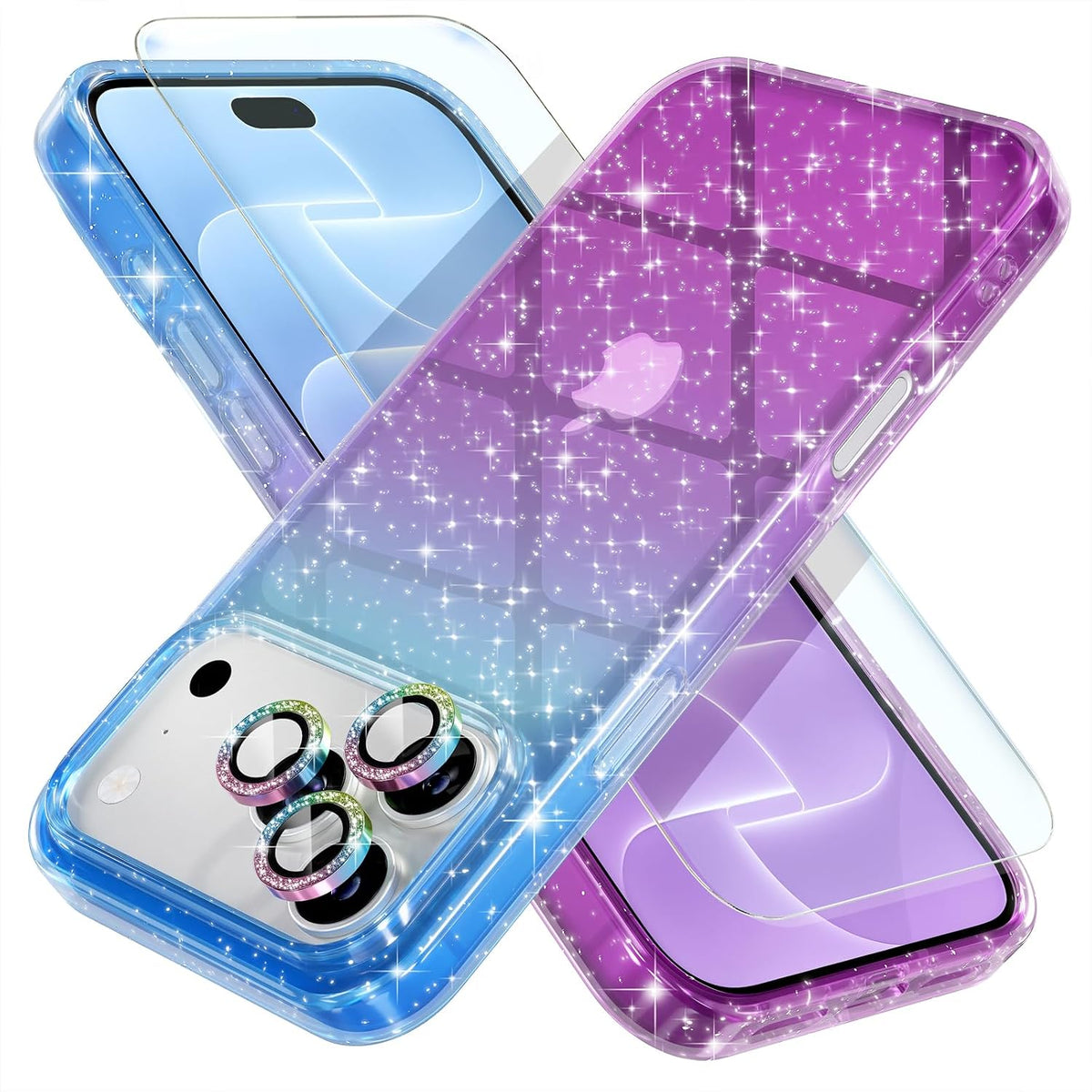Choiche for iPhone 16 Pro Case Clear Women Girly (Glitter Gold)