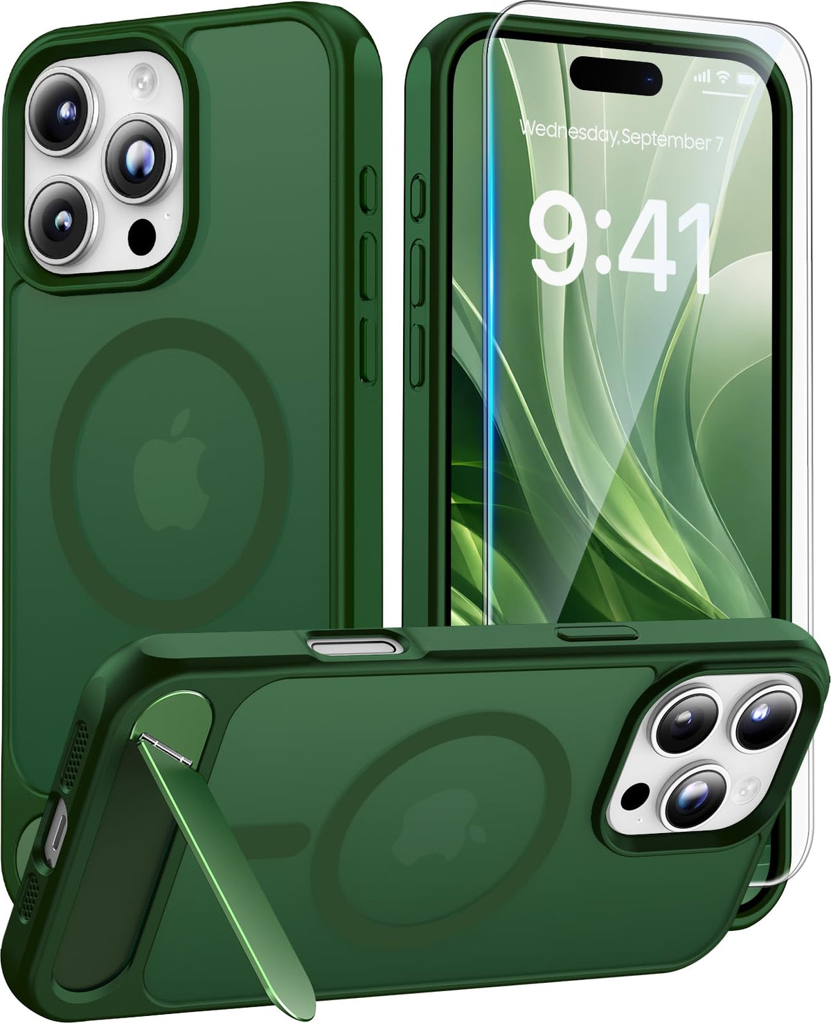Magnetic for iPhone 16 Pro Case with Stand, Clear Matte