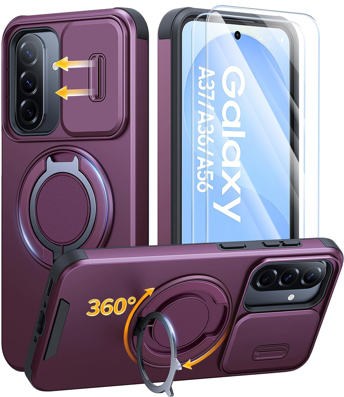 JAME for Samsung Galaxy S26 Case with Ring Stand & Slide Camera Cover