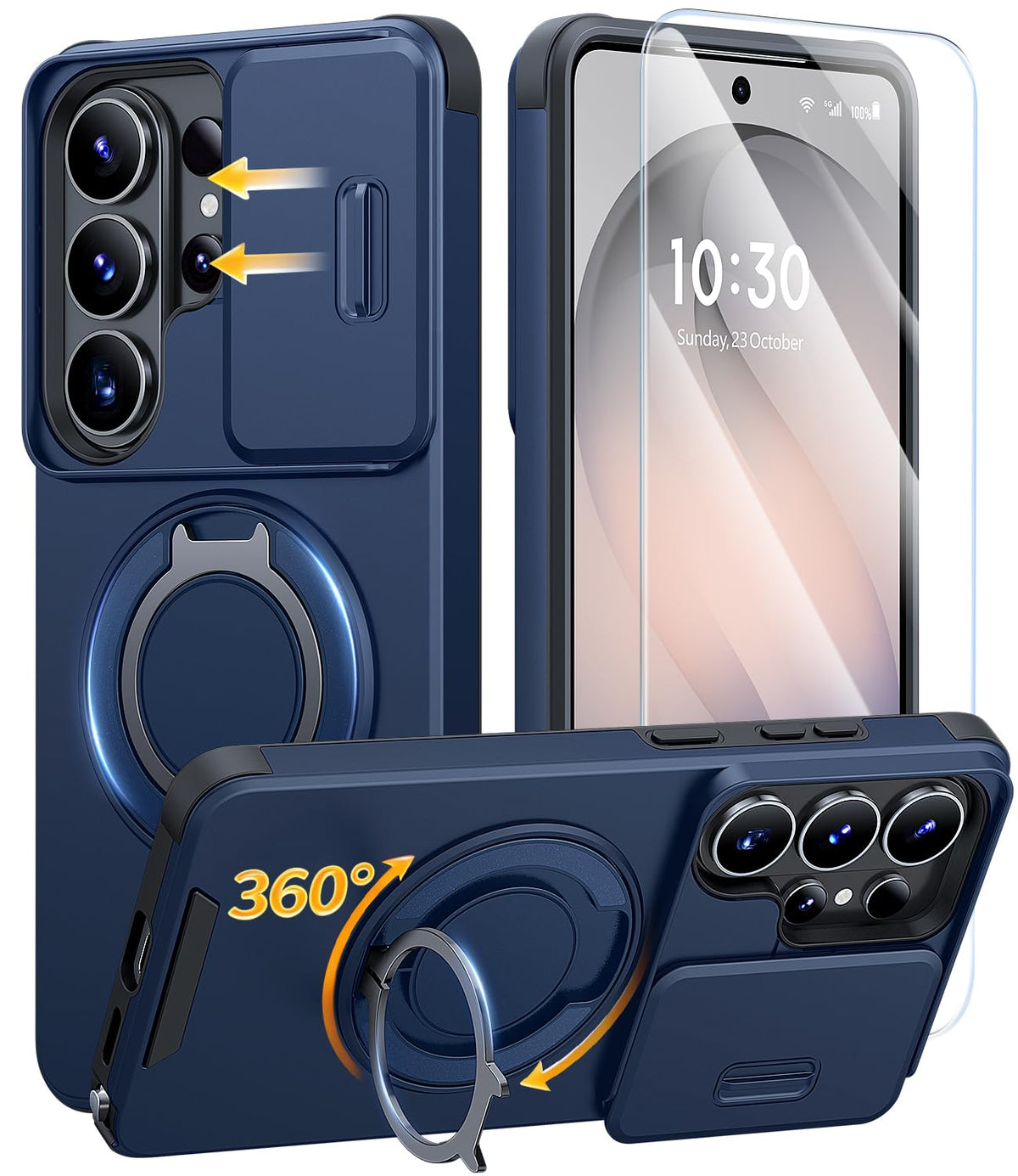 JAME for Samsung Galaxy S26 Case with Ring Stand & Slide Camera Cover