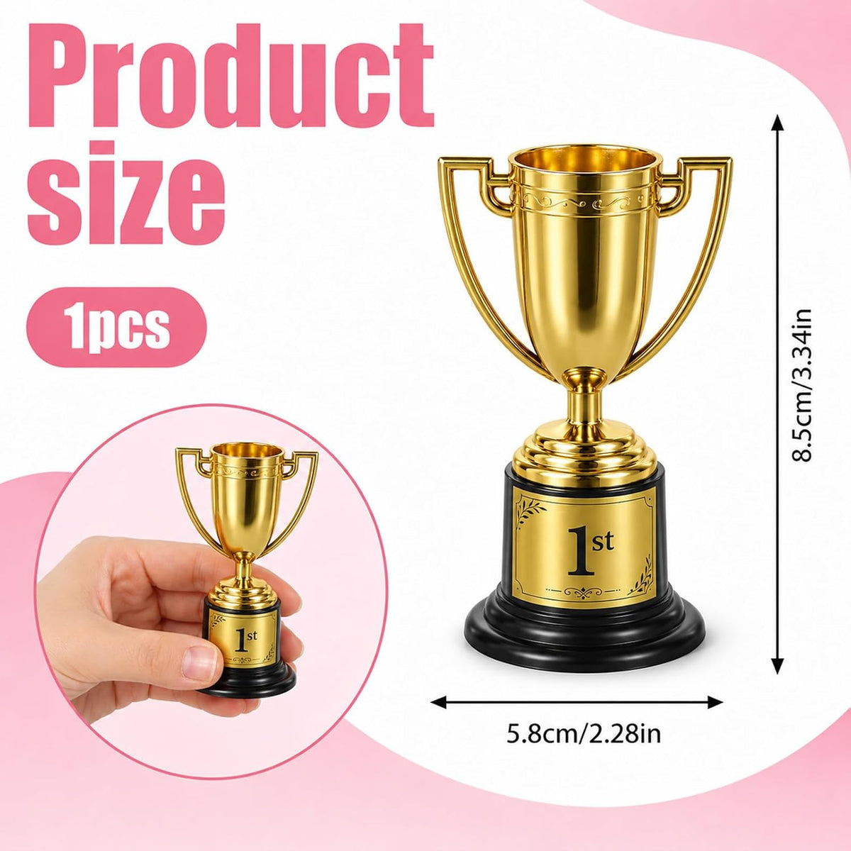 Mini Trophy Cup, 3.34 Inch Gold Small Trophy