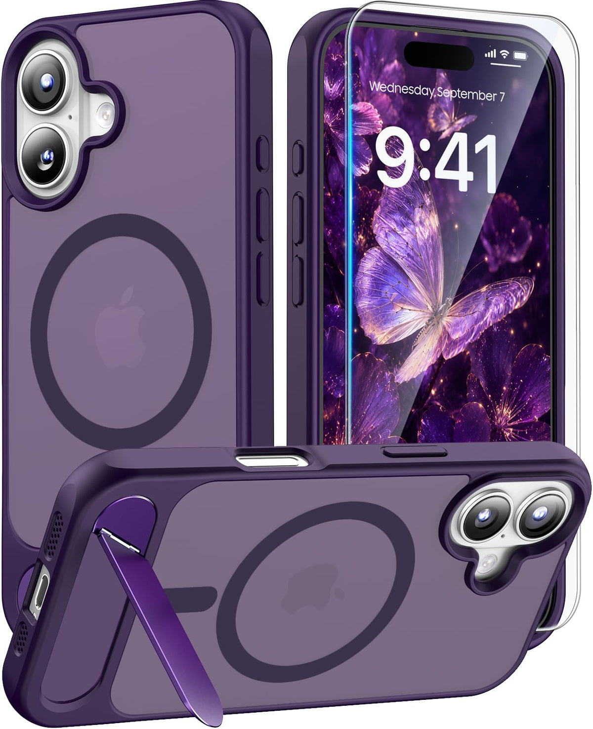 Magnetic for iPhone 16 Pro Case with Stand, Clear Matte
