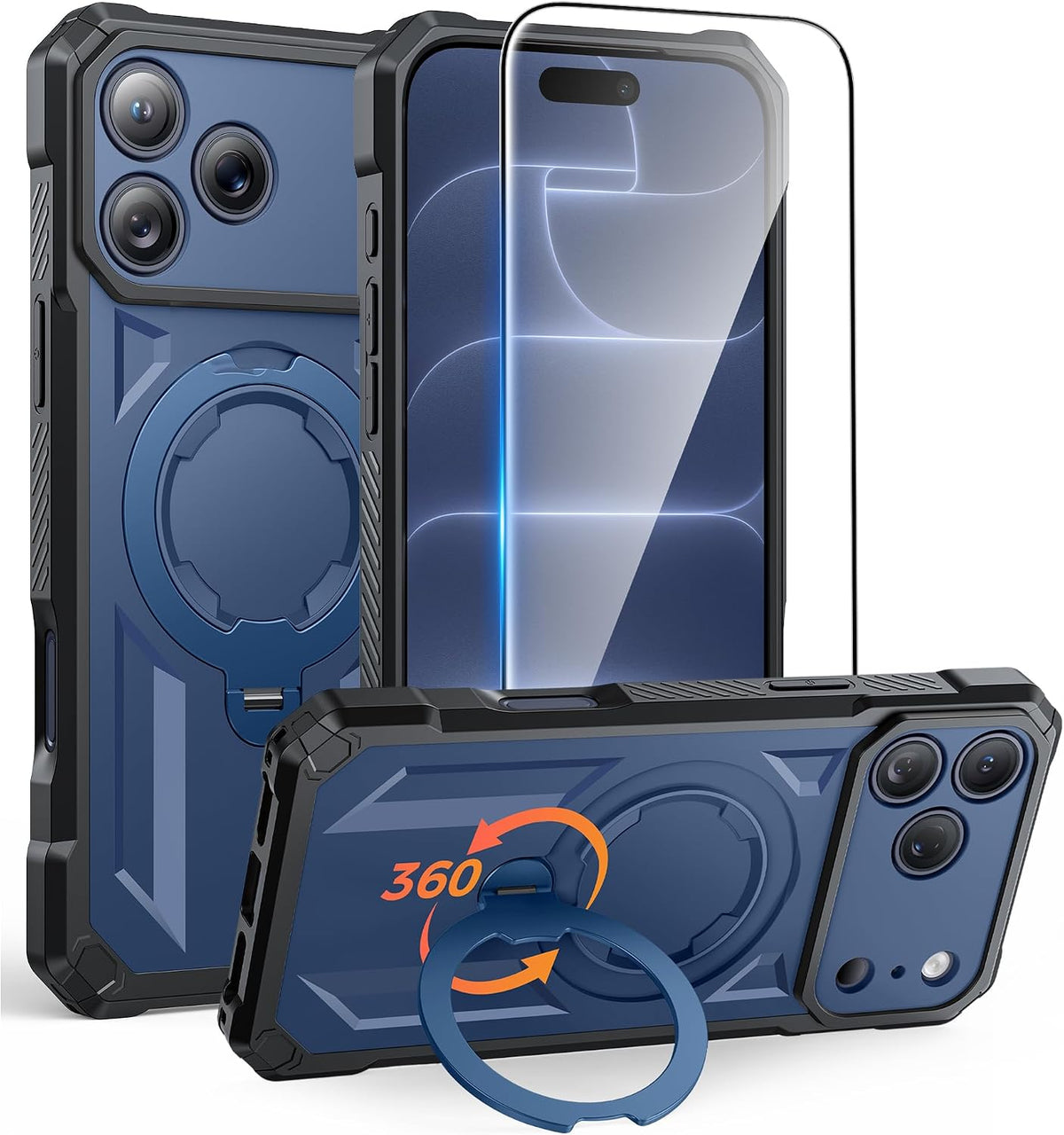 FNTCASE for iPhone 17 Case with 360 Spin Magnetic Stand