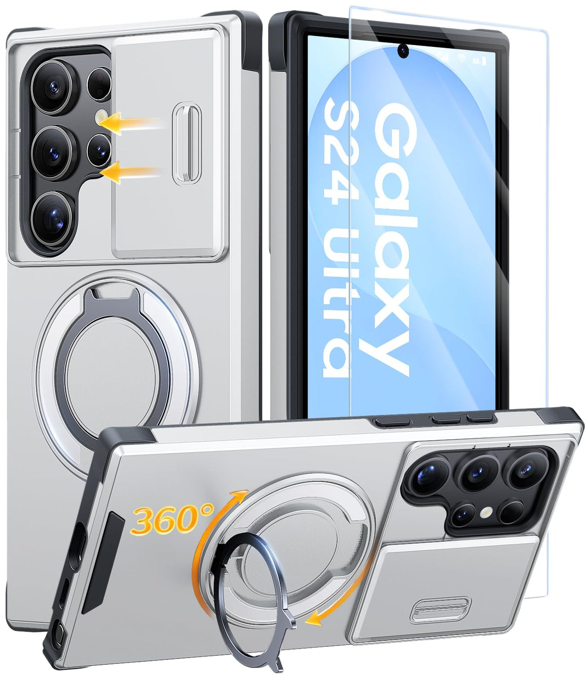 JAME for Samsung Galaxy S26 Case with Ring Stand & Slide Camera Cover