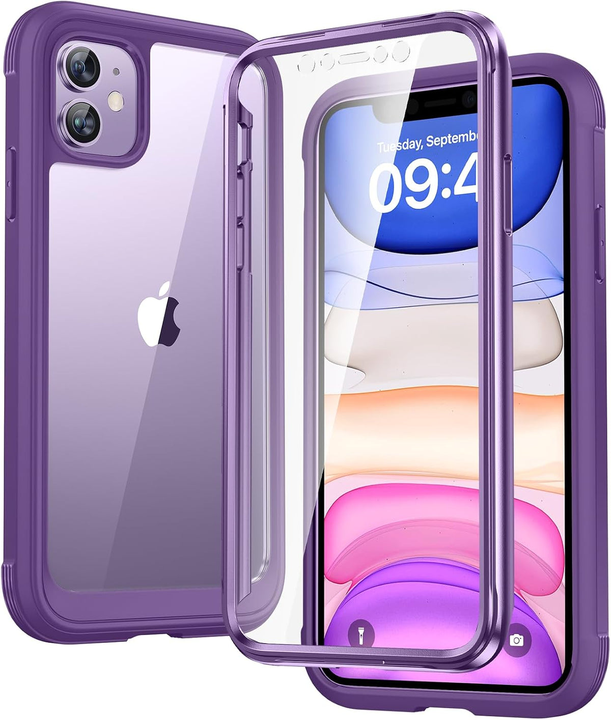 Diaclara Designed for iPhone 15 Plus Case 6.7 Inch, Full-Body Clear Bumper Cases w/Built-in Screen Protector, 360 Protective Rugged Case + Glass Camera Lens Protector,Mint Green