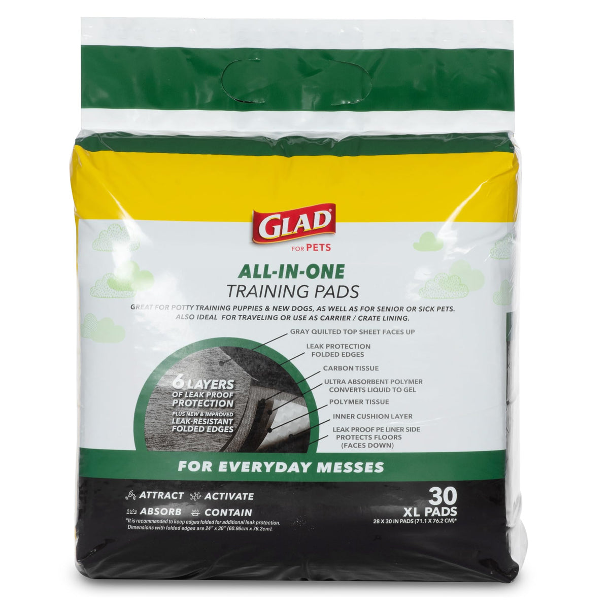 Glad for Pets, Activated Carbon, Large Puppy Pads, Dog Pee Pads, 150 Count