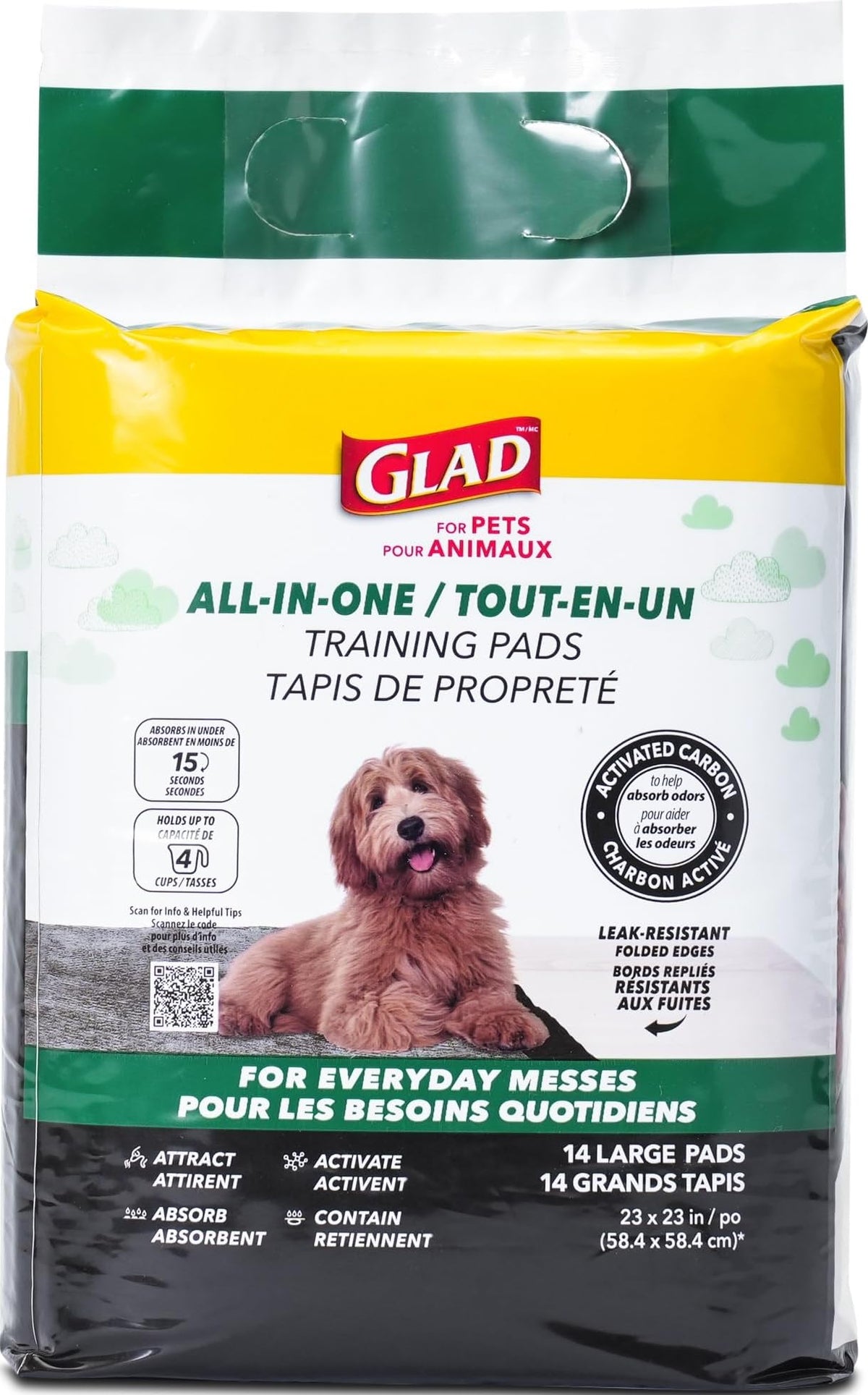 Glad for Pets, Activated Carbon, Large Puppy Pads, Dog Pee Pads, 150 Count