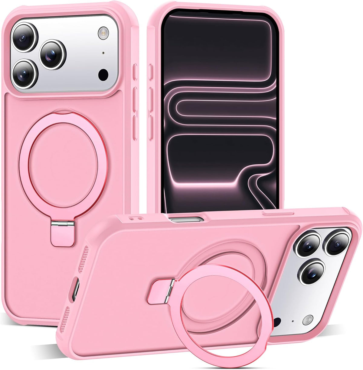 SKYLMW Compatible with iPhone 16 Pro Max Case with Stand,Rose
