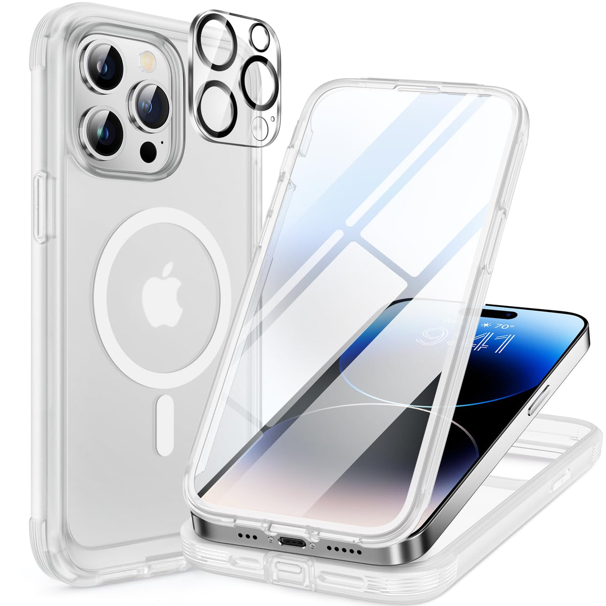 Miracase for iPhone 17e Case & iPhone 16e Case, Full-Body Phone with Built-in Glass Screen Protector, [Magnetic with MagSafe] Military Drop Proof 17 E/ 16 E Cover Bumper 6.1 inch, Black