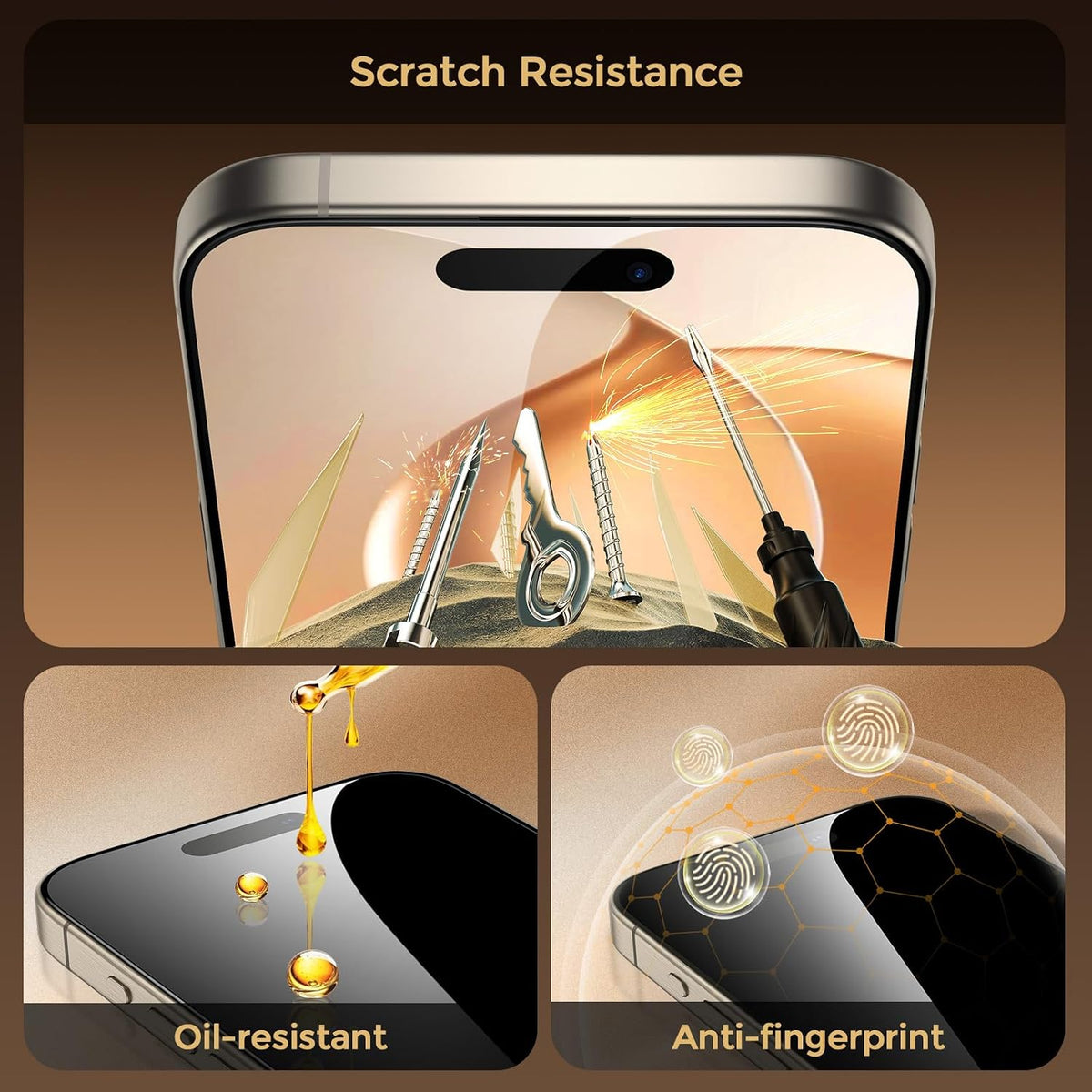UNBREAKcable Privacy Screen Protector for iPhone 15, Full Coverage