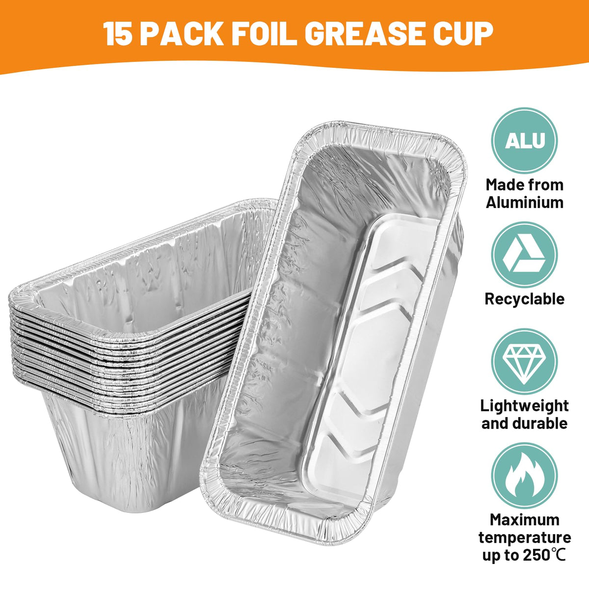 100 Pack Grease Cup Liners Compatible with Blackstone Griddle 5017 - Griddle Accessories, Disposable Grill Grease Tray, Aluminum Foil Drip Pan Grease Catcher Cup Liner for 17, 22, 28, 36 Inch