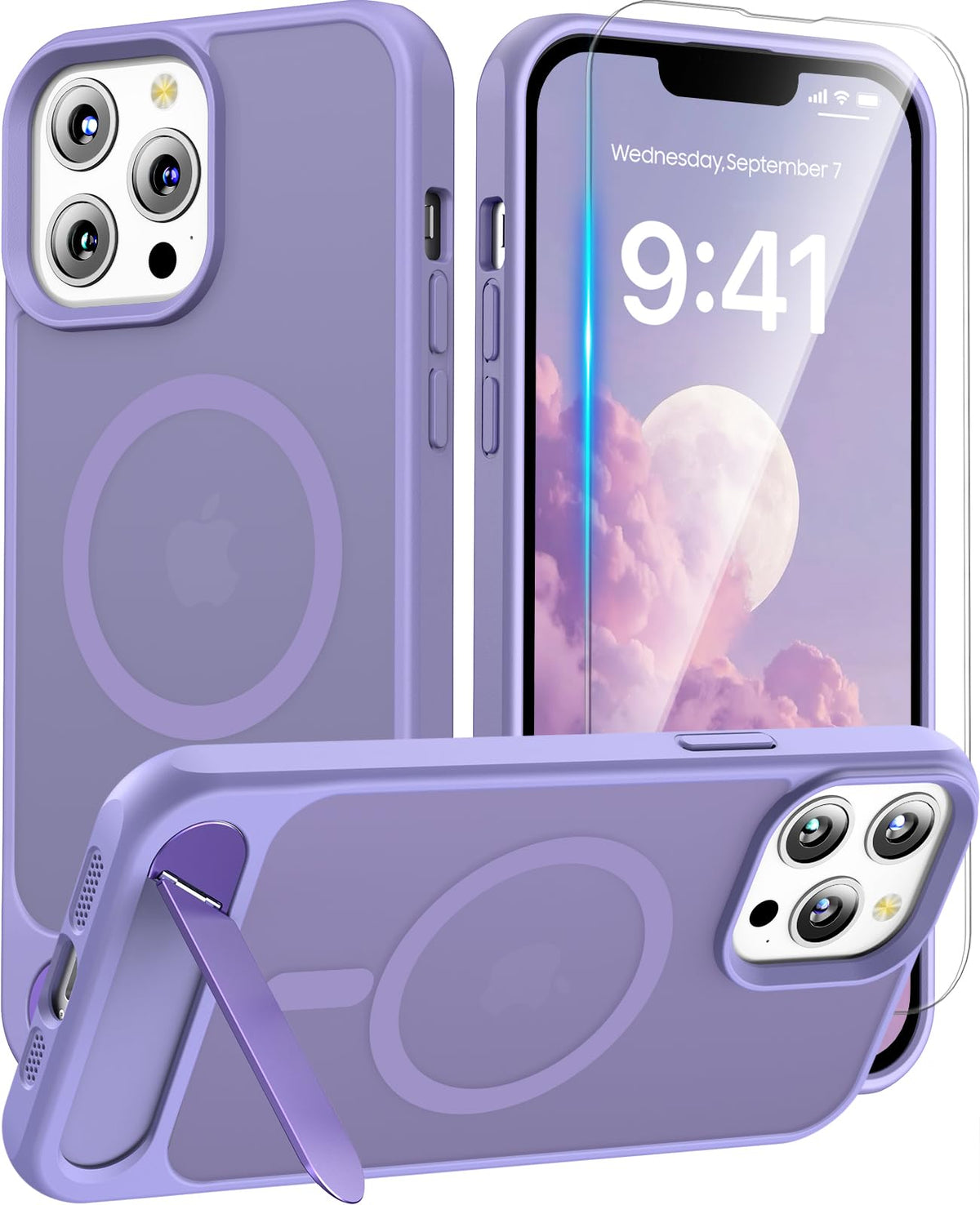 Magnetic for iPhone 16 Pro Case with Stand, Clear Matte