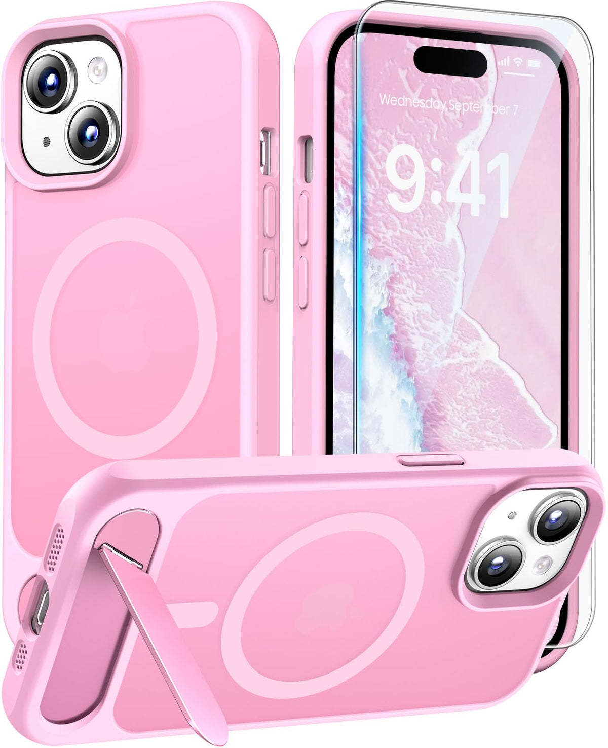 Magnetic for iPhone 16 Pro Case with Stand, Clear Matte