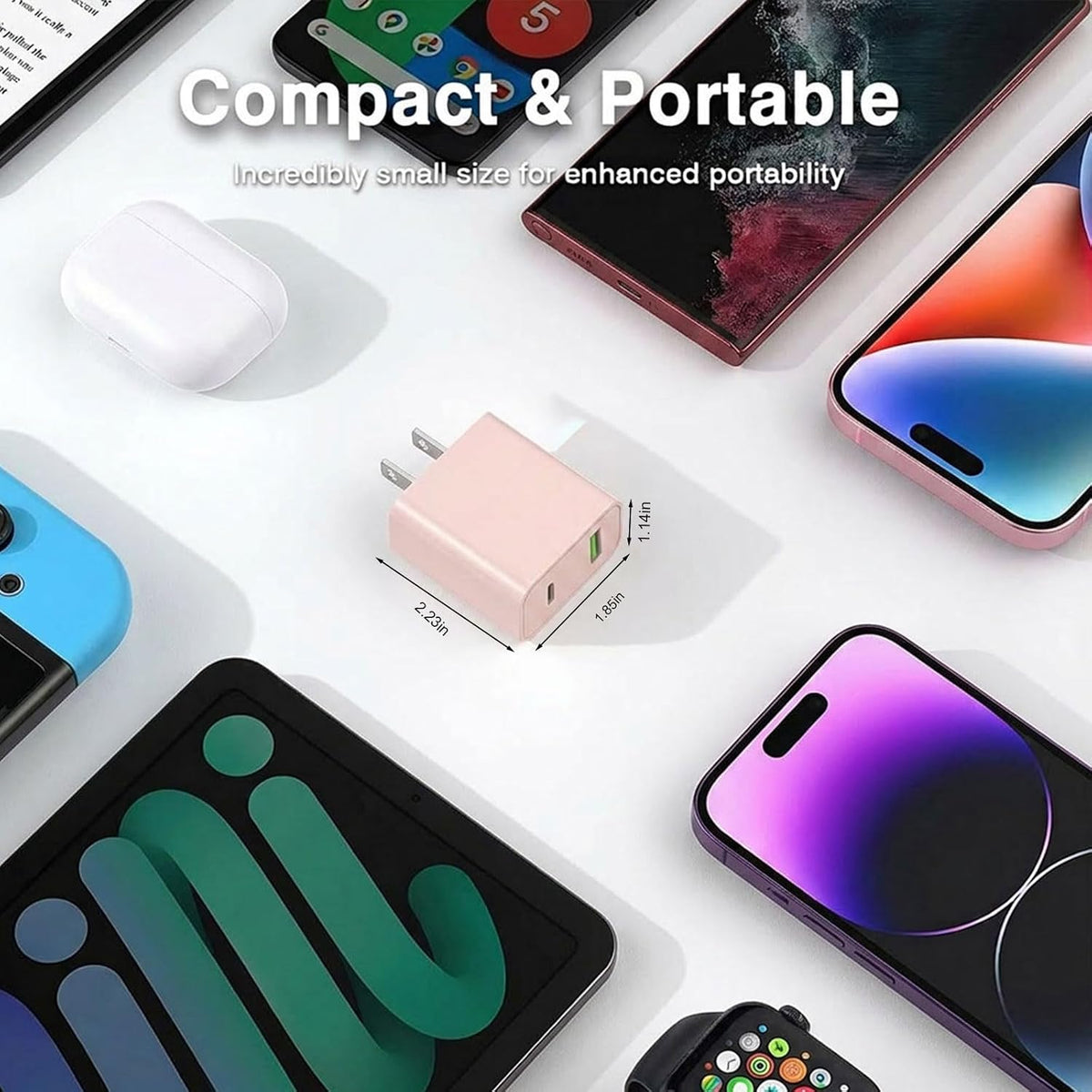 3 Pack USB C Charger Block,20W USB-C & USB-A Port Charger，for i Phone 17/16/15/14/13/12/11/X/8, i Pad and More