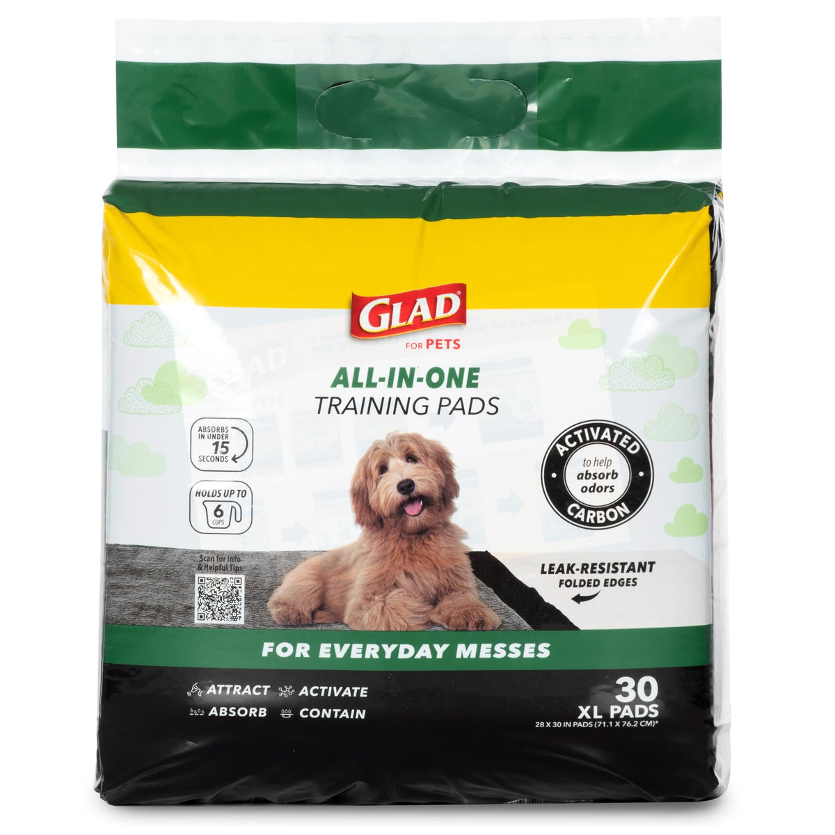 Glad for Pets, Activated Carbon, Large Puppy Pads, Dog Pee Pads, 150 Count
