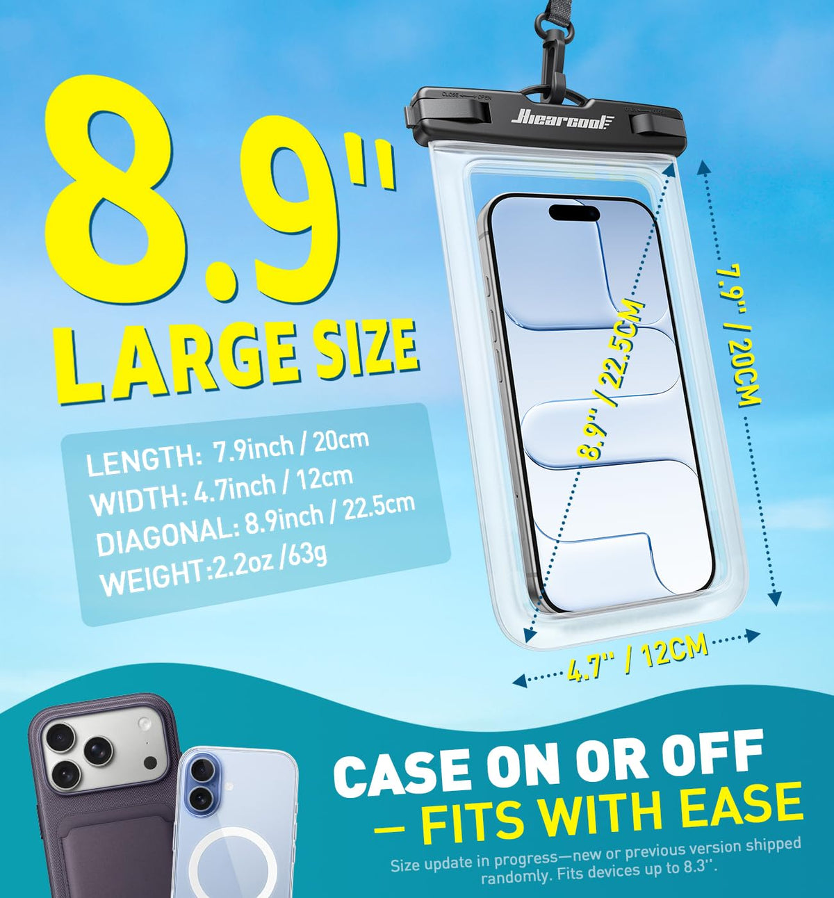 Hiearcool Waterproof Phone Pouch, Waterproof Phone Case, Black&Green 2-Pack