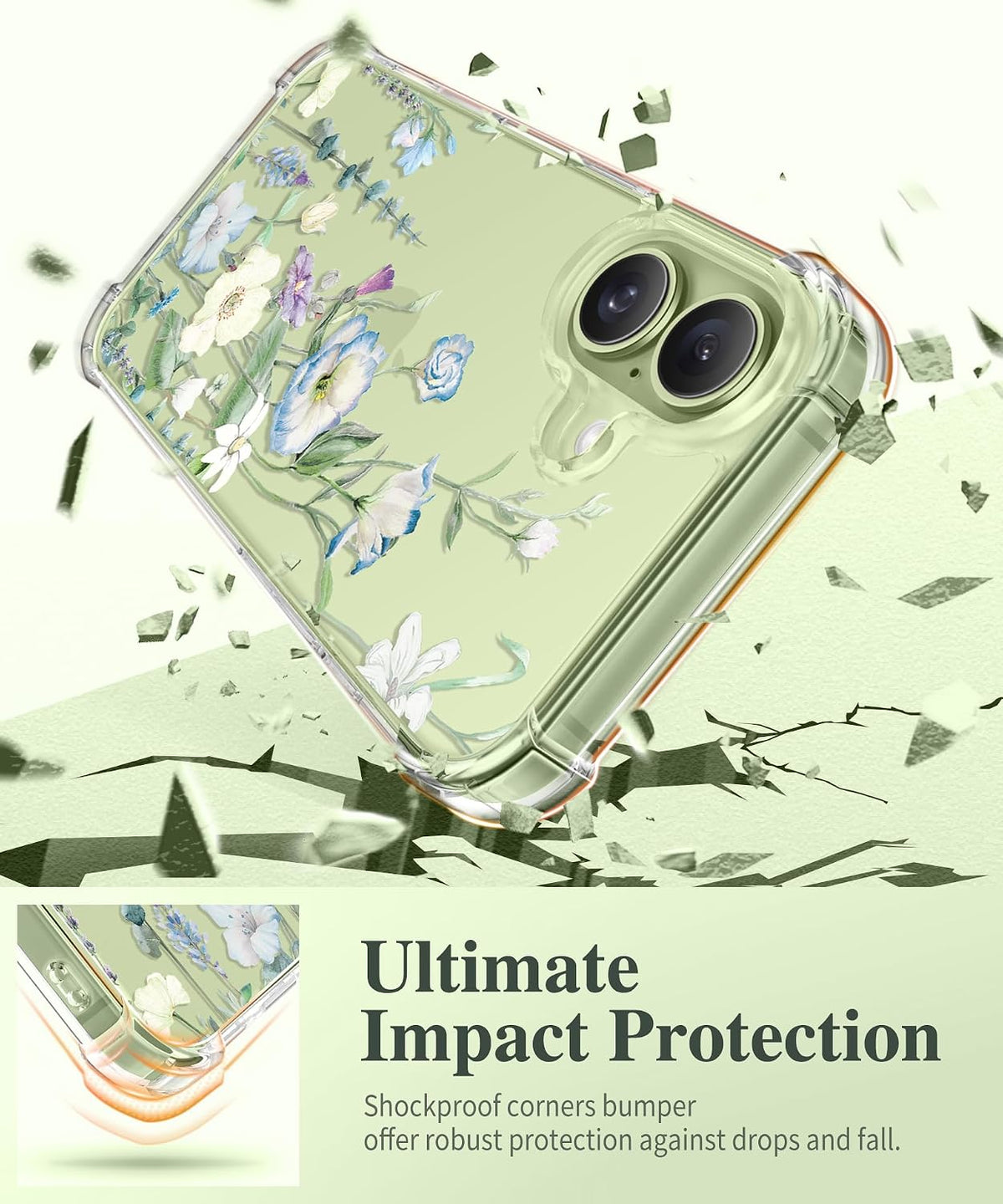 GVIEWIN for iPhone 17 Case Floral Clear Slim Women