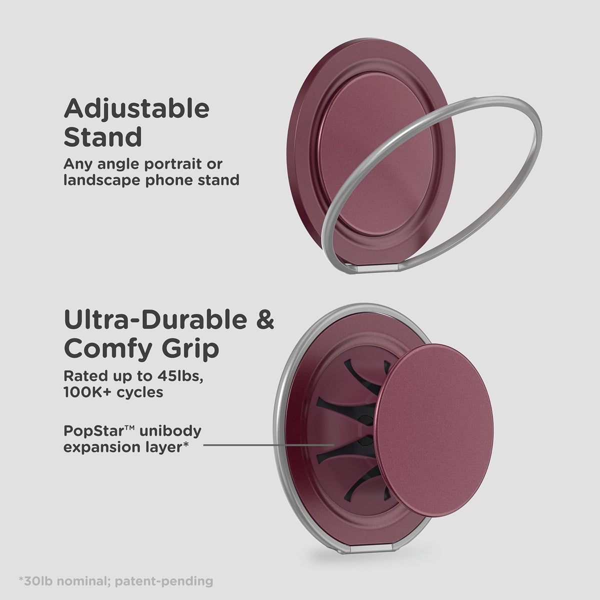 PopSockets Low-Pro Grip for MagSafe, Thin Profile- Black