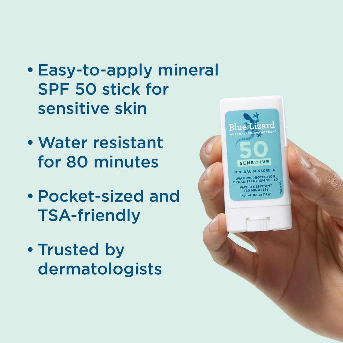 Blue Lizard Sensitive Mineral Sunscreen SPF 50 Sunscreen Lotion, 3 oz Tube