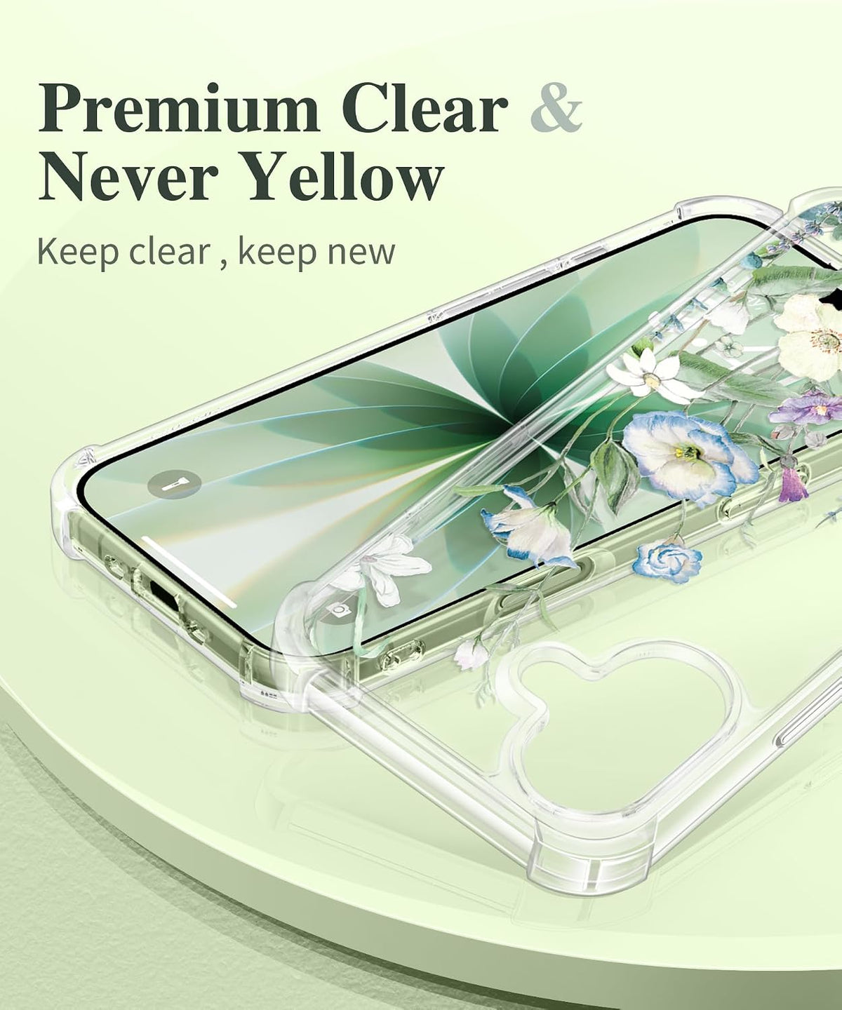 GVIEWIN for iPhone 17 Case Floral Clear Slim Women