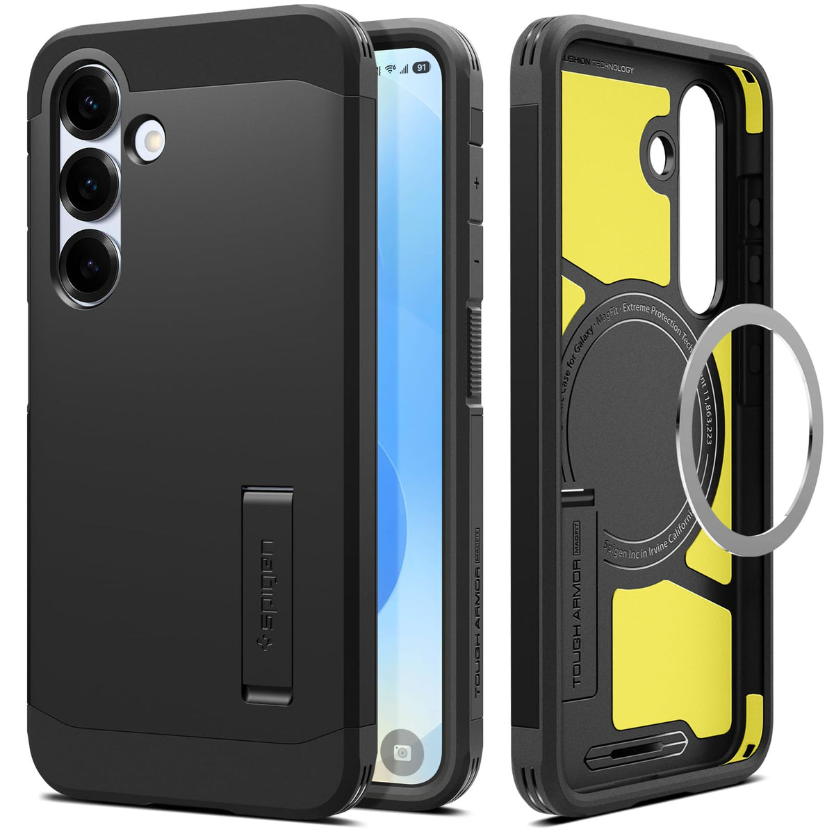 Spigen for Galaxy S26 Case, Tough Armor MagFit [Kickstand] [Compatible with MagSafe] [Military-Grade Protection] - Black