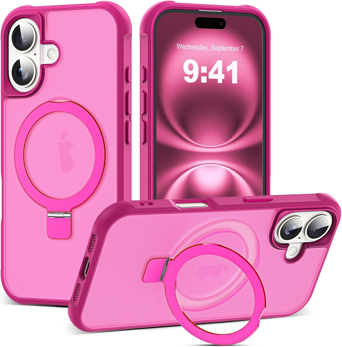 SKYLMW Compatible with iPhone 16 Pro Max Case with Stand,Rose