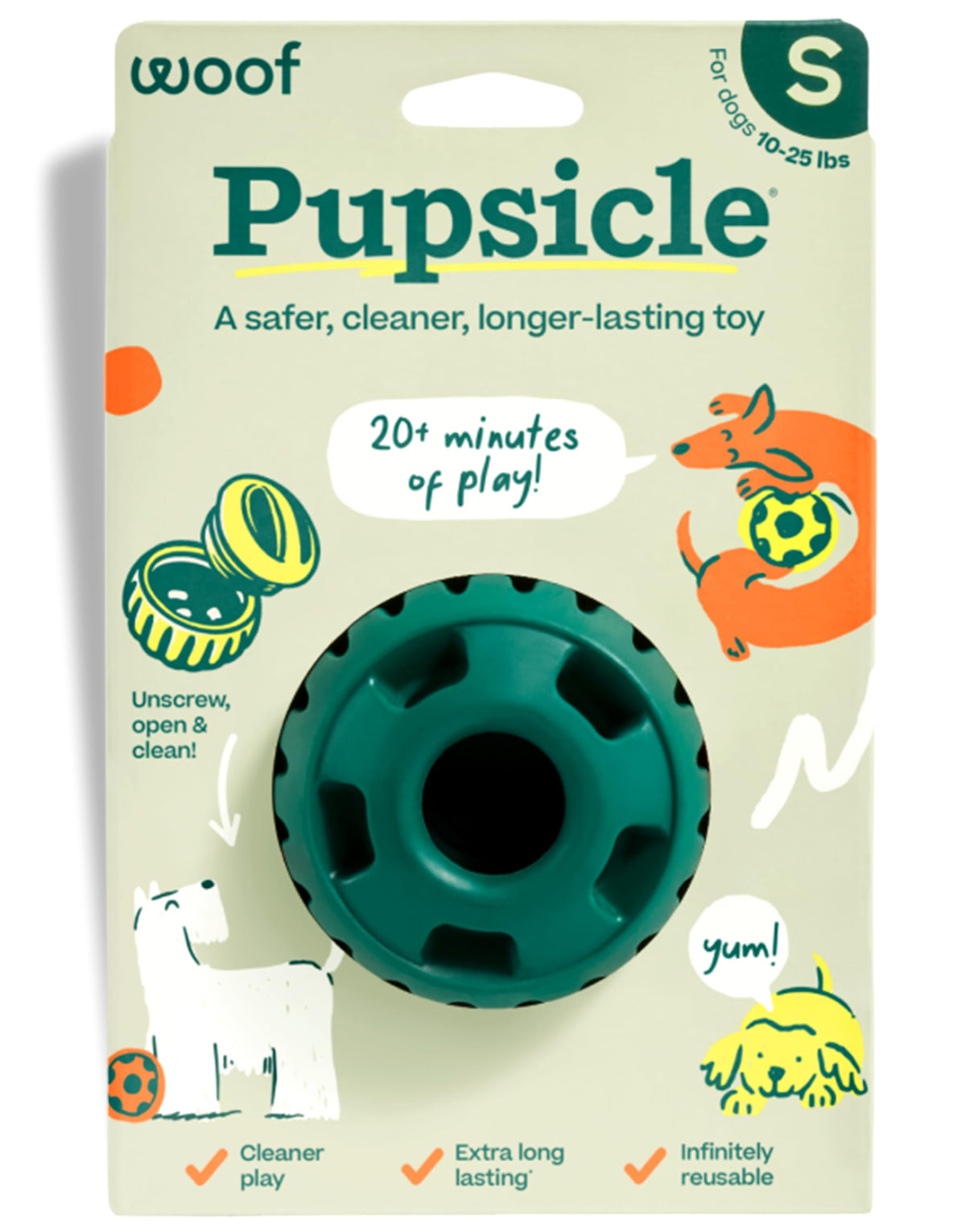WOOF Pupsicle Interactive Dog Ball Toy for Dogs Large 25-75 lbs - Pink