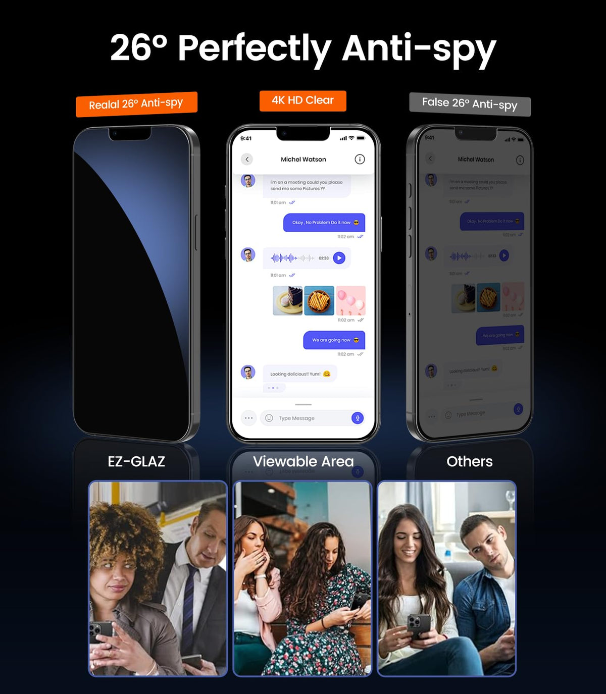EZ-GLAZ-4 Pack for iPhone 17 Pro Max Privacy Screen Protector (6.9")