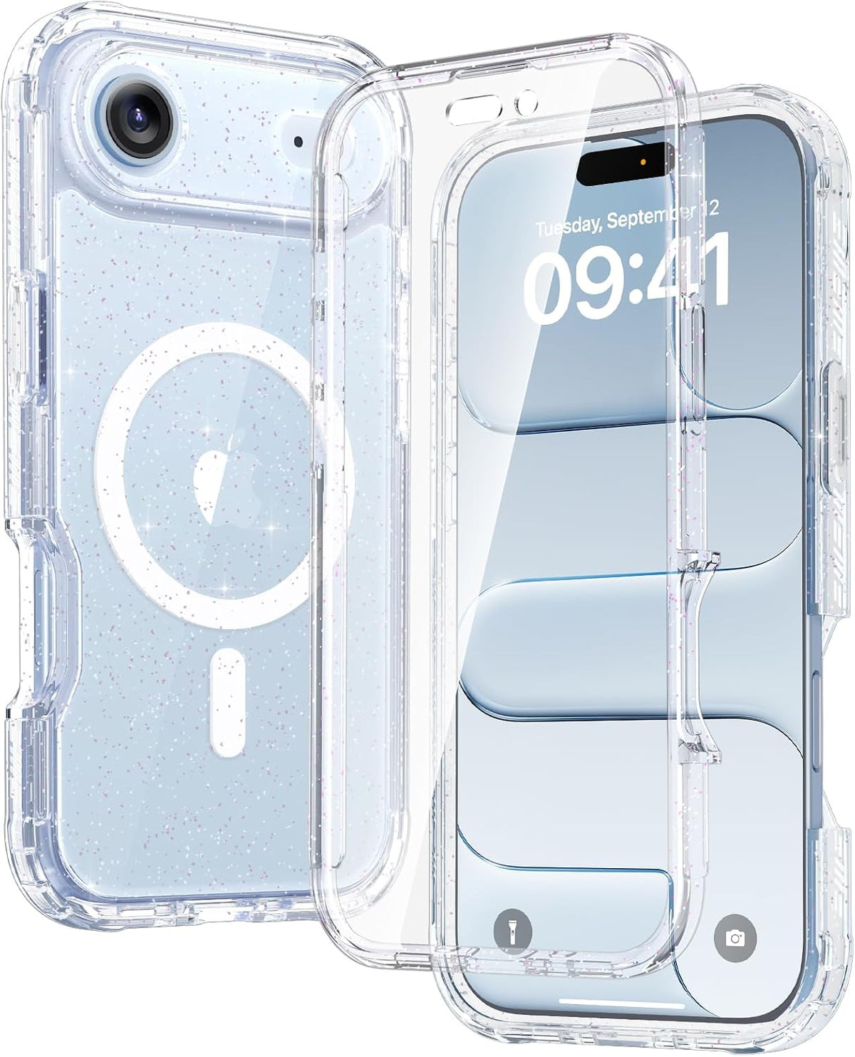 Diaclara Designed for iPhone 15 Plus Case 6.7 Inch, Full-Body Clear Bumper Cases w/Built-in Screen Protector, 360 Protective Rugged Case + Glass Camera Lens Protector,Mint Green