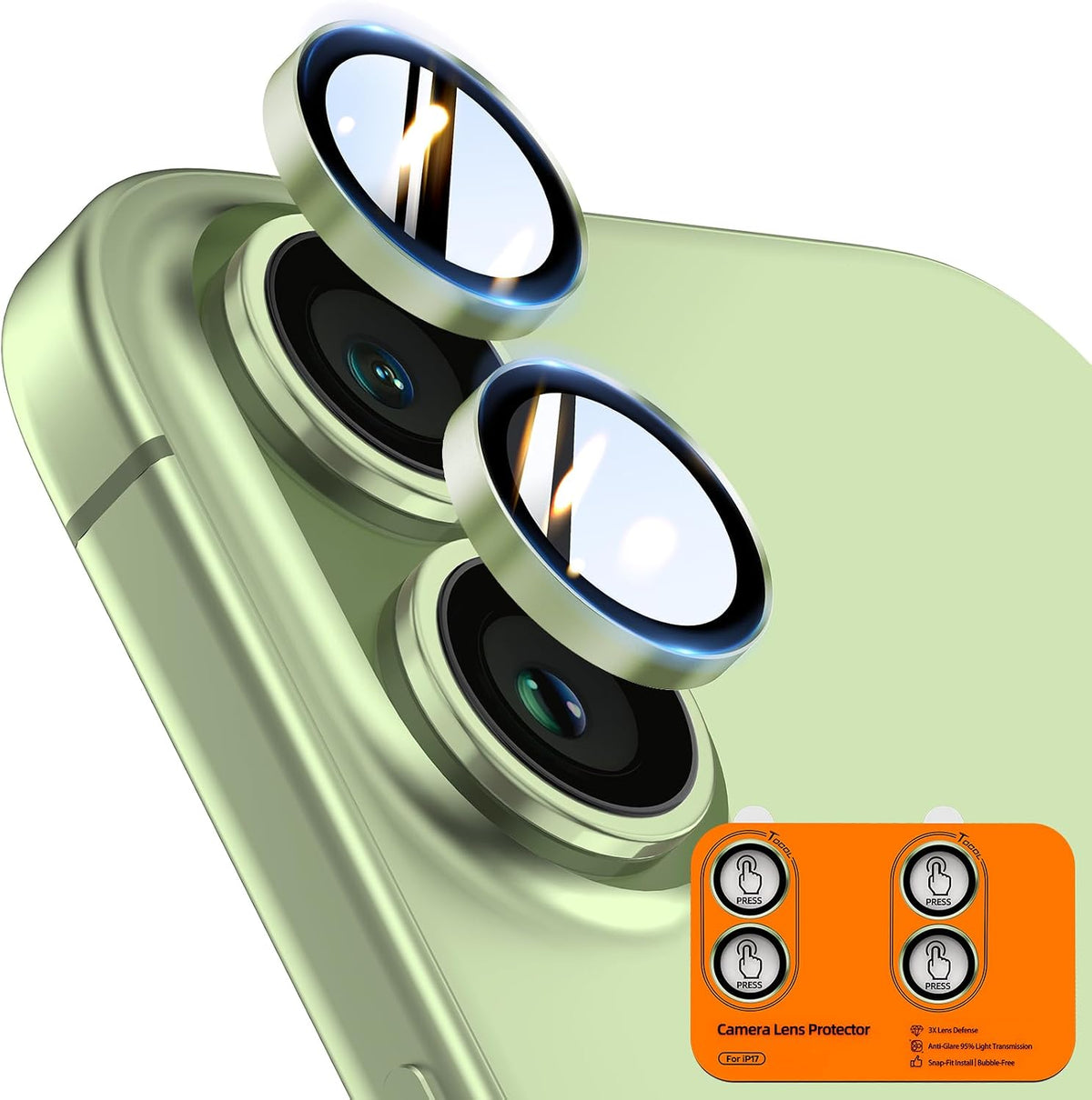 TOCOL for iPhone 16 Pro Max Camera Lens Protector/iPhone 16 Pro Camera Lens Protector Tempered Glass HD Individual Scratch Resistant Cover Accessories Case Friendly 2 Pack（Light Blue）