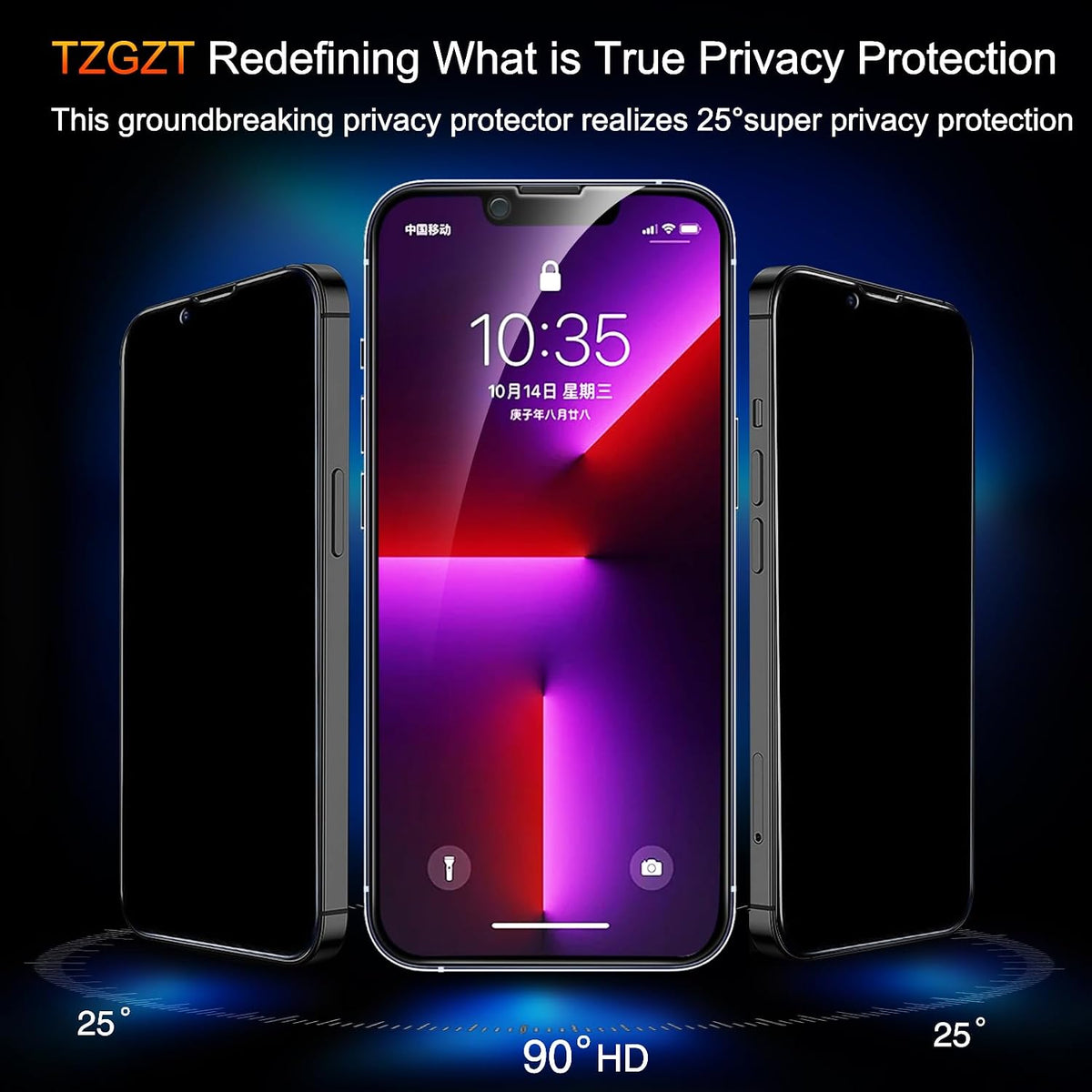 TZGZT 3 Pack Privacy Screen Protectors for iPhone Duo, Tempered Glass