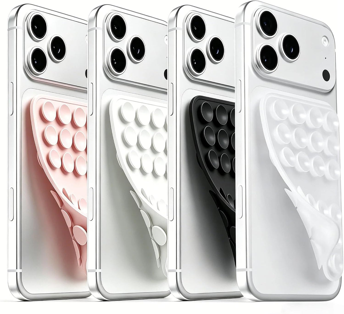 Upgraded Double Sided Silicone Suction Phone Case Detachable Mount, White