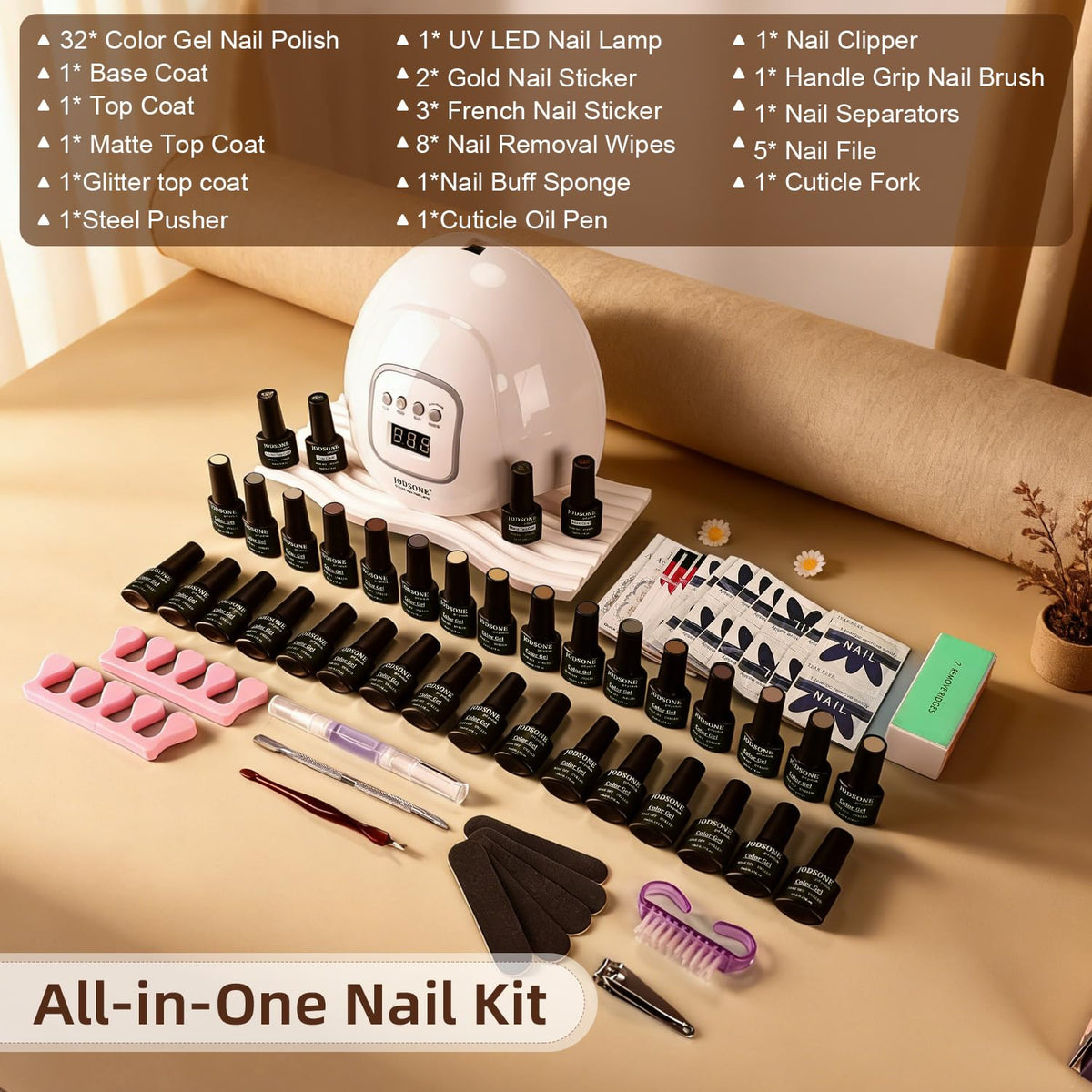 JODSONE 23 PCS Gel Nail Polish Set with Base Glossy and Matte Top Coat Multicolored Gel Nail Long Lasting Suitable for All Seasons