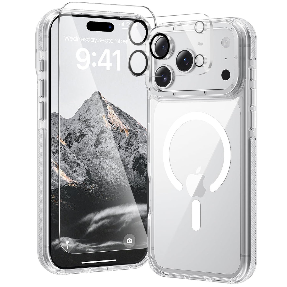 toushion 3 in 1 for iPhone 15 Plus Case Transparent