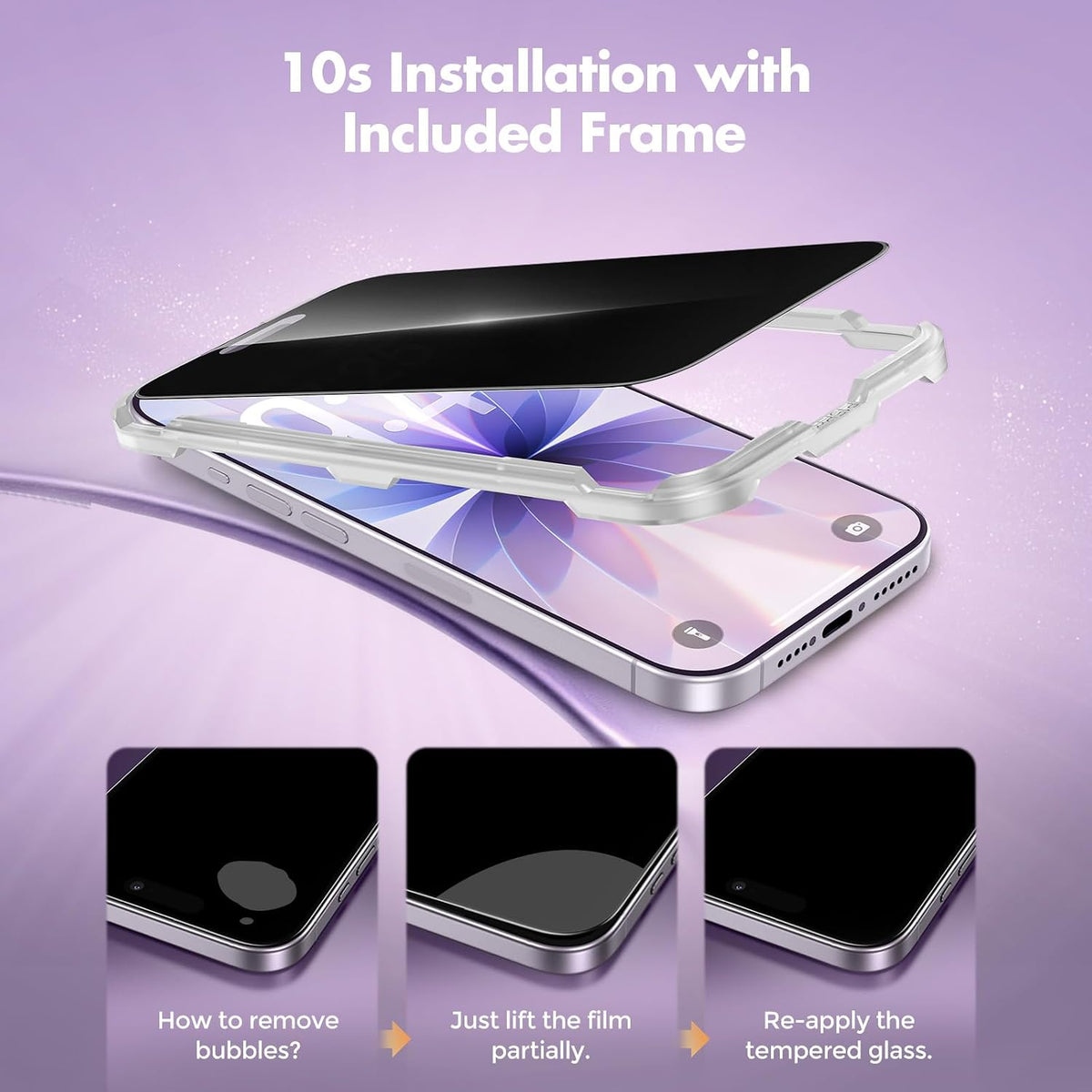 UNBREAKcable Privacy Screen Protector for iPhone 15, Full Coverage