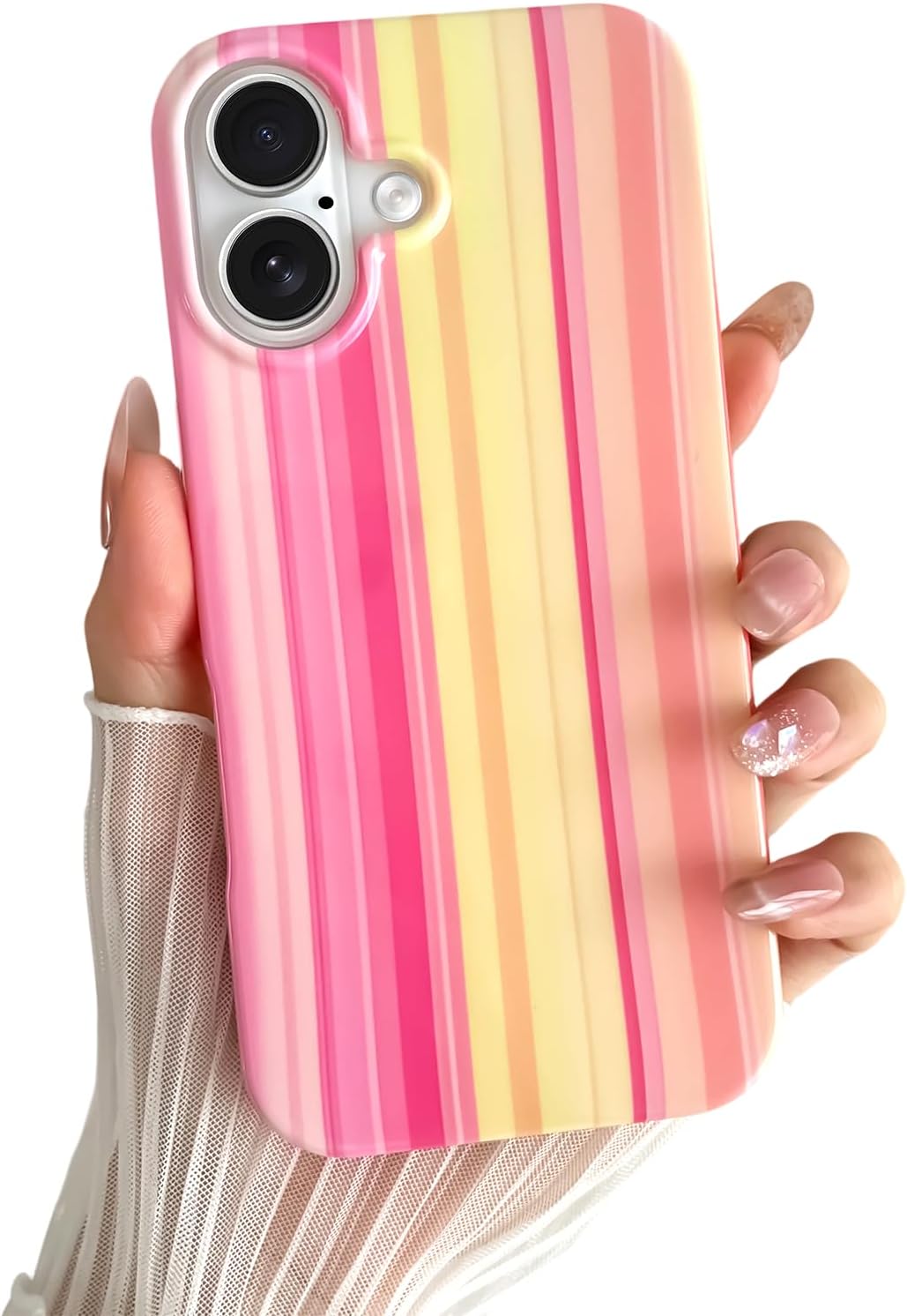Yeddabox for iPhone 17 Pro Max Case Cute Striped Phone Case Soft TPU Slim Shockproof Phone Cover for Women Girls, Pink