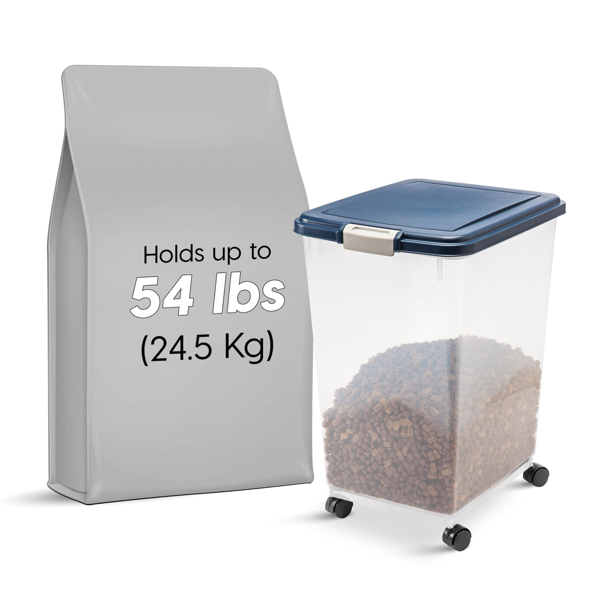 IRIS USA Dog Food Storage Container, Airtight, 30 lb Capacity, Wheels