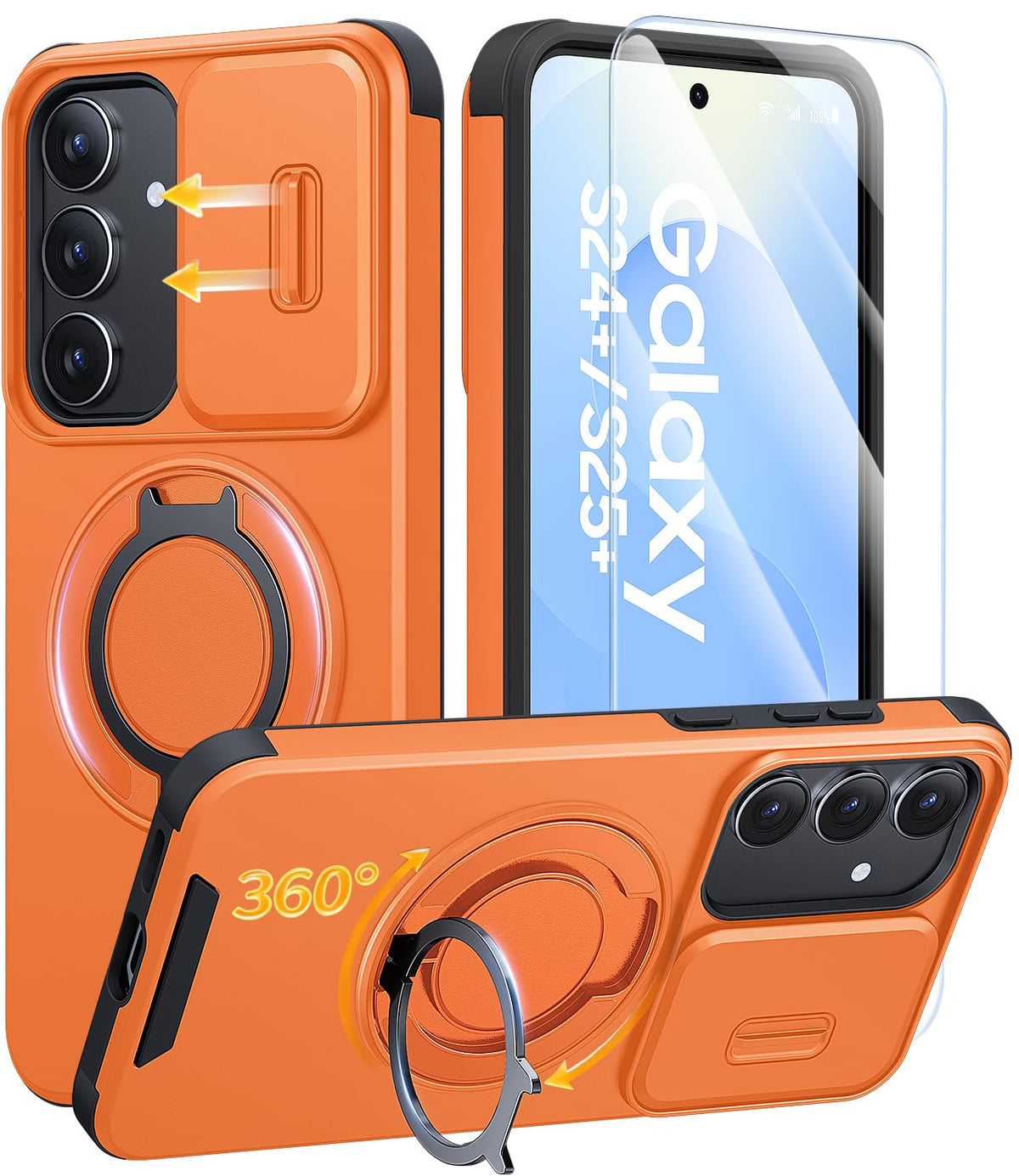 JAME for Samsung Galaxy S26 Case with Ring Stand & Slide Camera Cover
