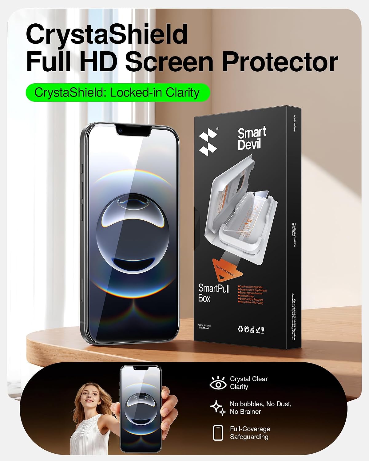 SMARTDEVIL 2 Pack Tempered Glass for iPhone 15 Pro Screen Protector