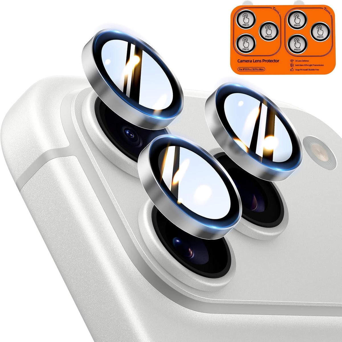TOCOL for iPhone 16 Pro Max Camera Lens Protector/iPhone 16 Pro Camera Lens Protector Tempered Glass HD Individual Scratch Resistant Cover Accessories Case Friendly 2 Pack（Light Blue）
