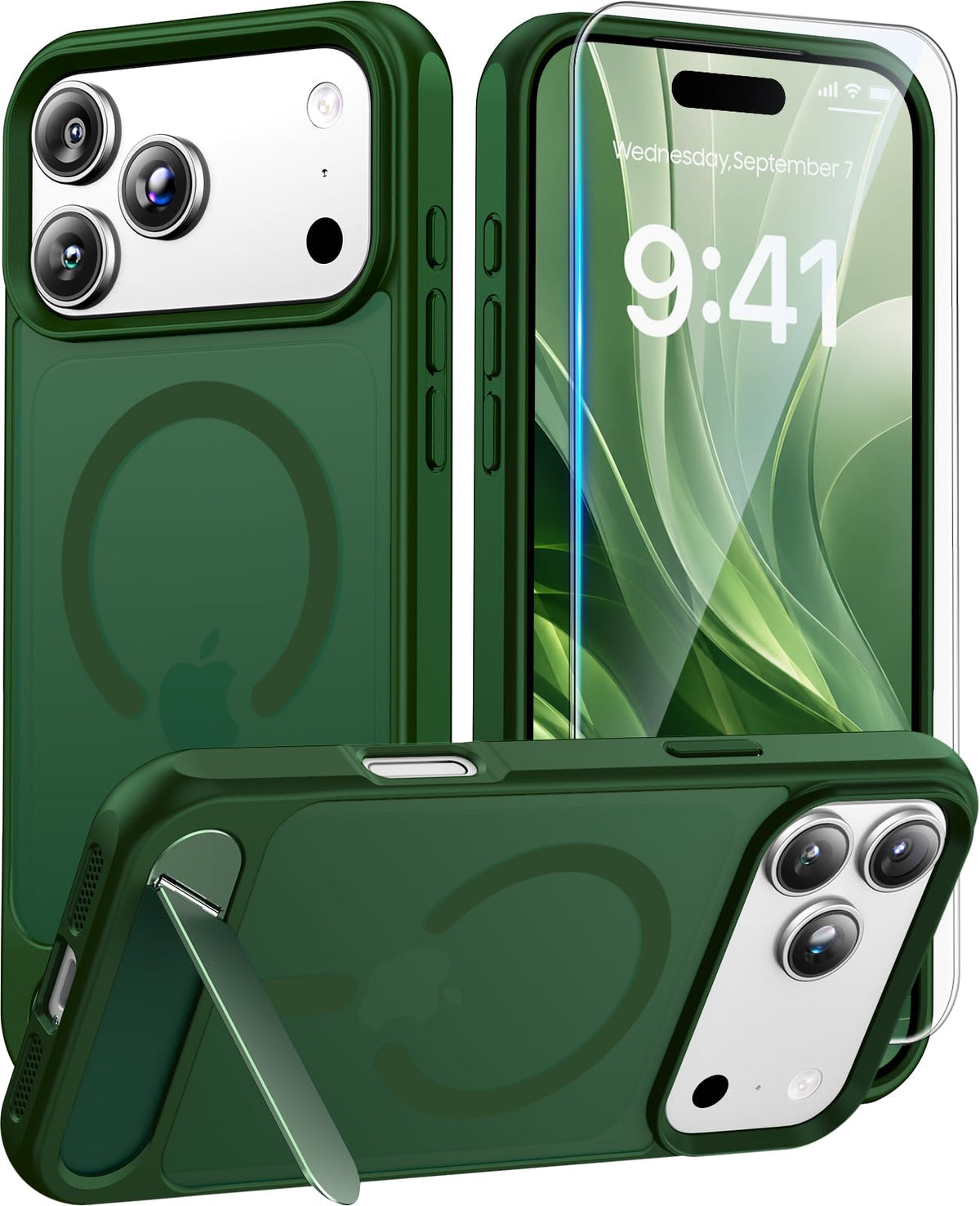 Magnetic for iPhone 16 Pro Case with Stand, Clear Matte