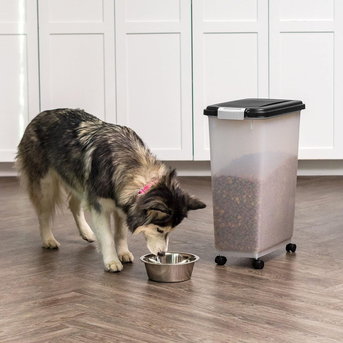 IRIS USA Dog Food Storage Container, Airtight, 30 lb Capacity, Wheels