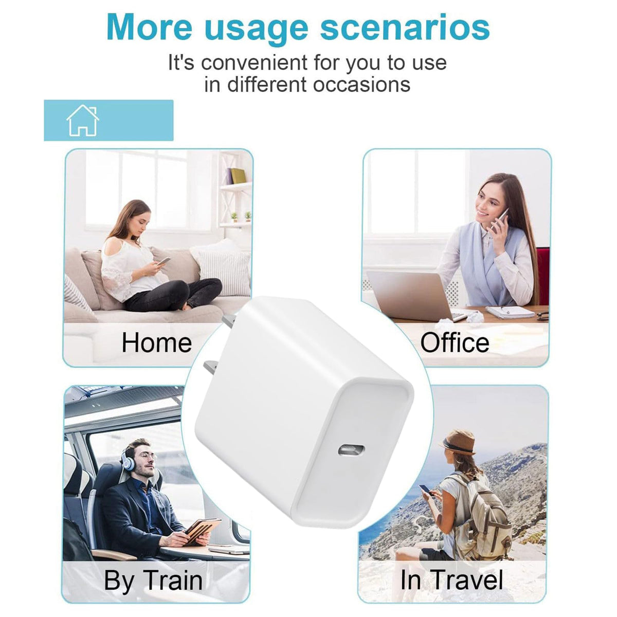 20W Fast Charger, 4Pack USB-C Port Charger with Type C-C Cable