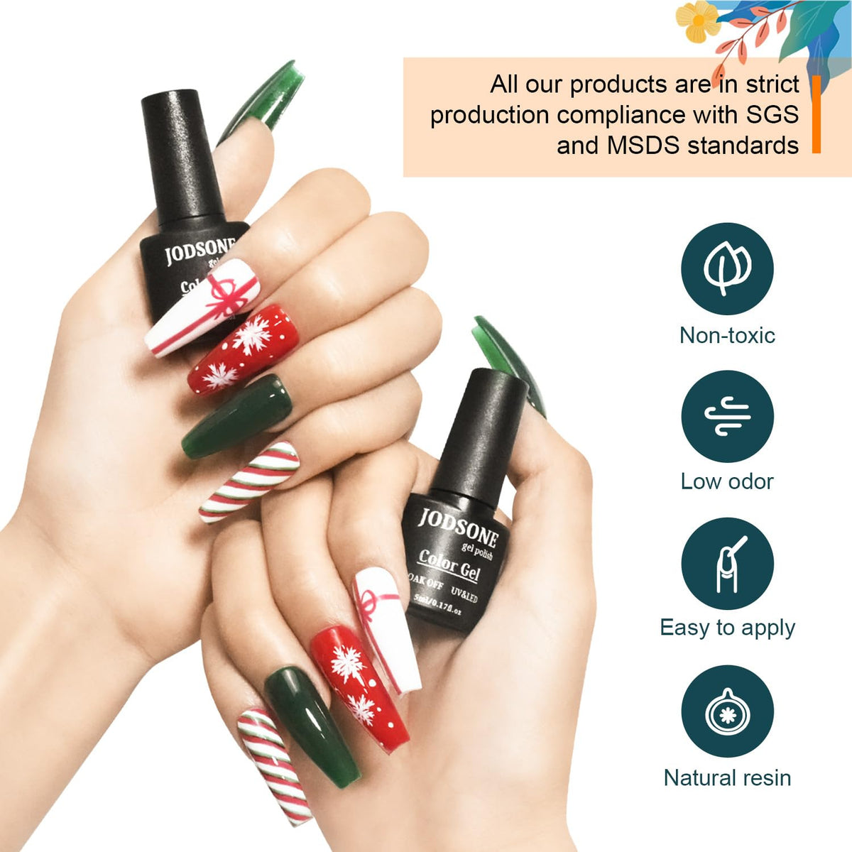 JODSONE 23 PCS Gel Nail Polish Set with Base Glossy and Matte Top Coat Multicolored Gel Nail Long Lasting Suitable for All Seasons