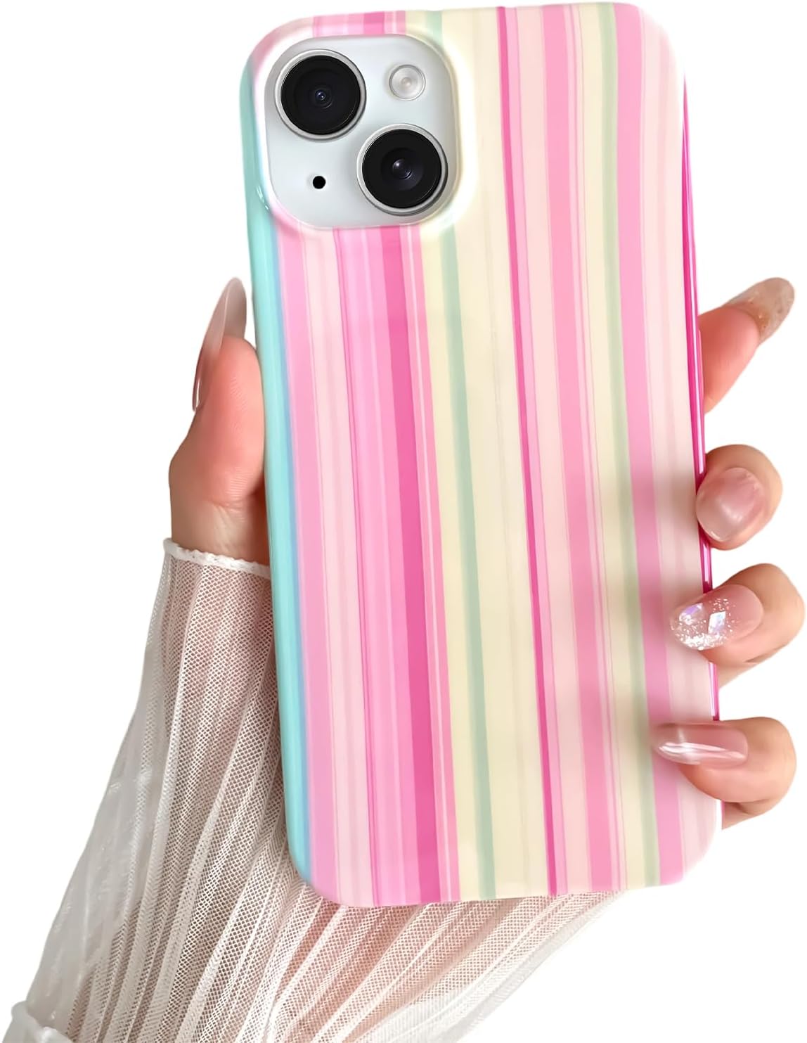 Yeddabox for iPhone 17 Pro Max Case Cute Striped Phone Case Soft TPU Slim Shockproof Phone Cover for Women Girls, Pink