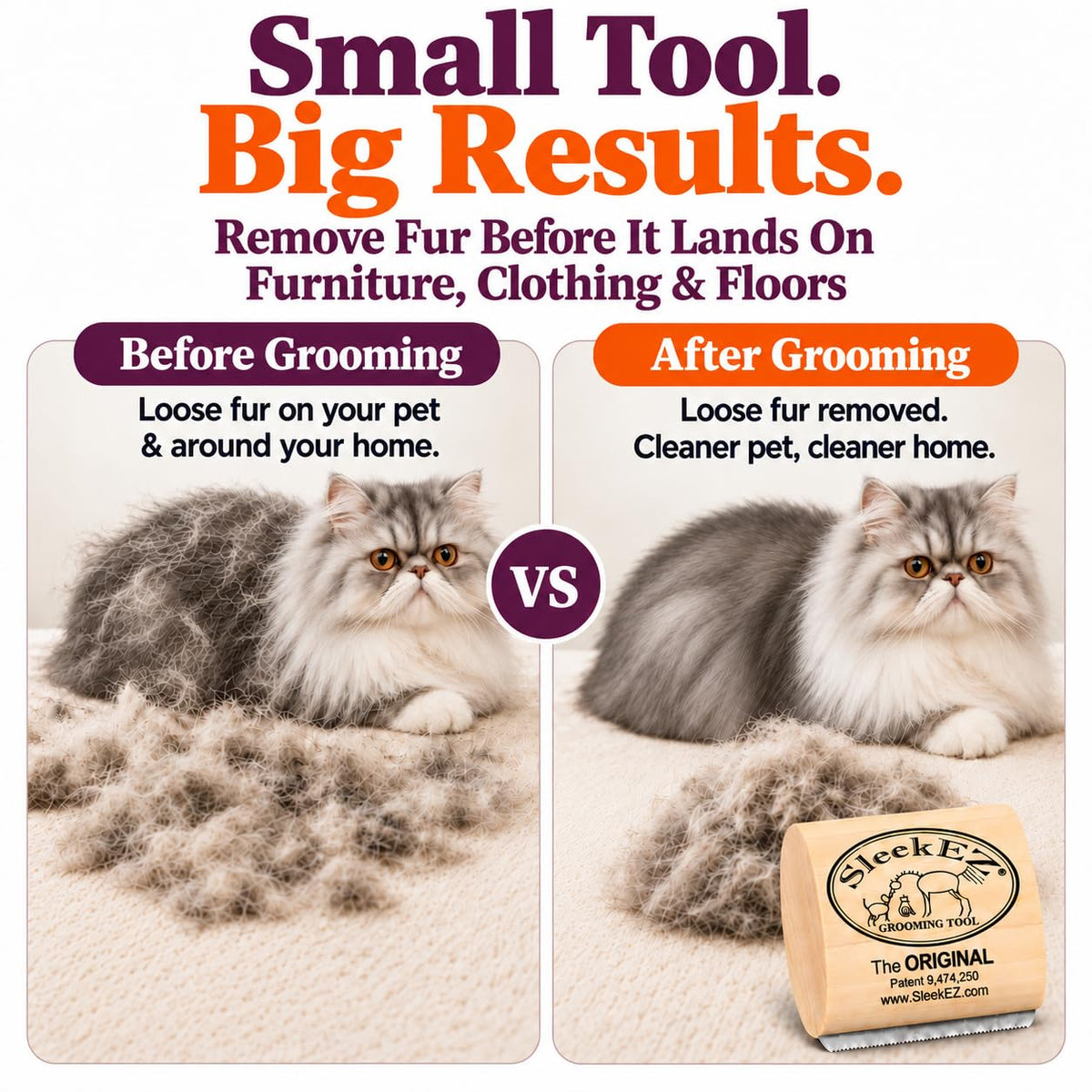 SleekEZ 10 Inch Horse Brush – Patented Horse Shedding Blade Made in USA - Removes Loose Hair & Undercoat - Deshedding Tool for Donkeys, Cows & Large Animals - Helps Reduce Seasonal Shedding